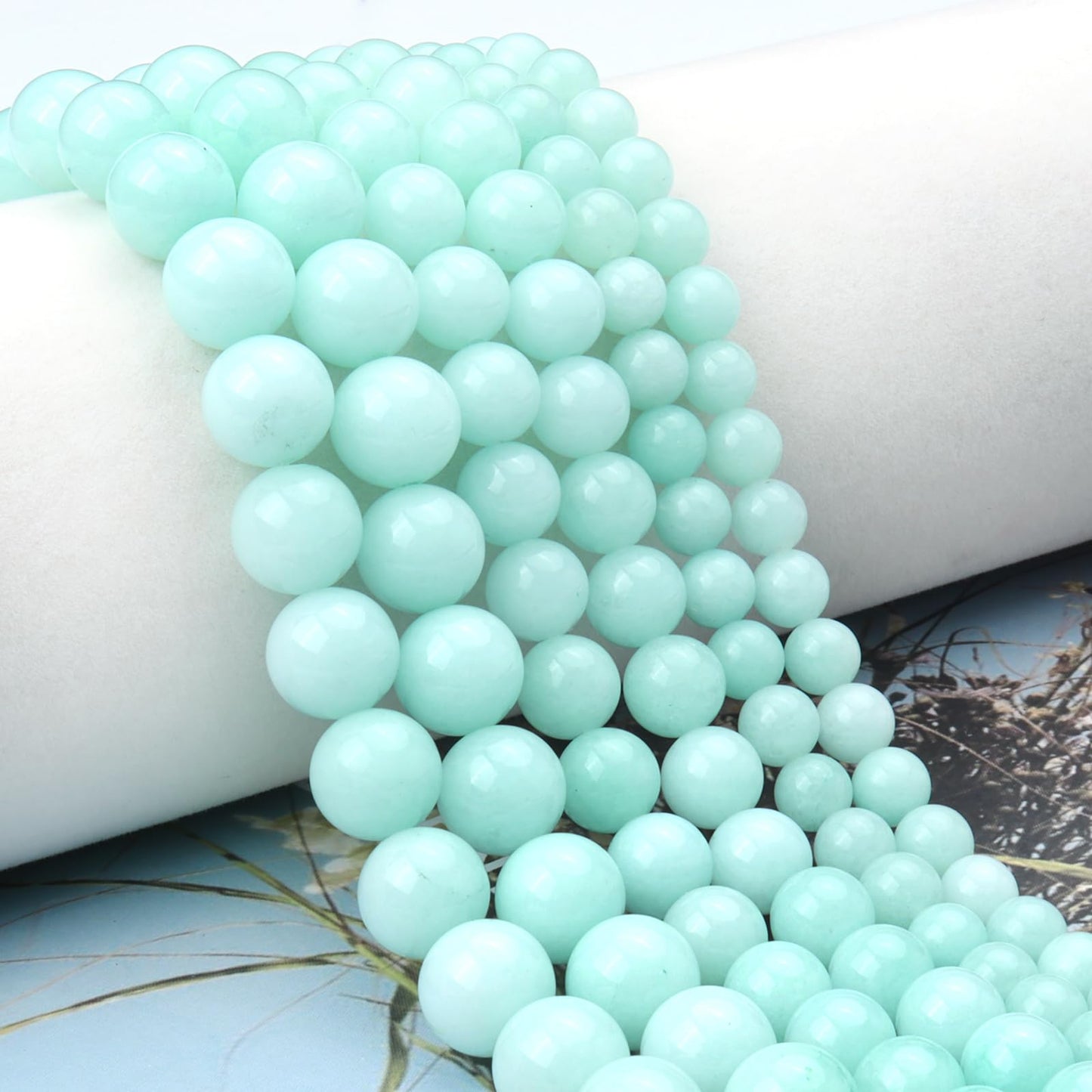 Siomia 60pcs 6mm Natural Amazonite Gemstone Beads Energy Healing Crystal Round Loose Stone Beads for Jewelry Making, DIY Bracelets Necklaces