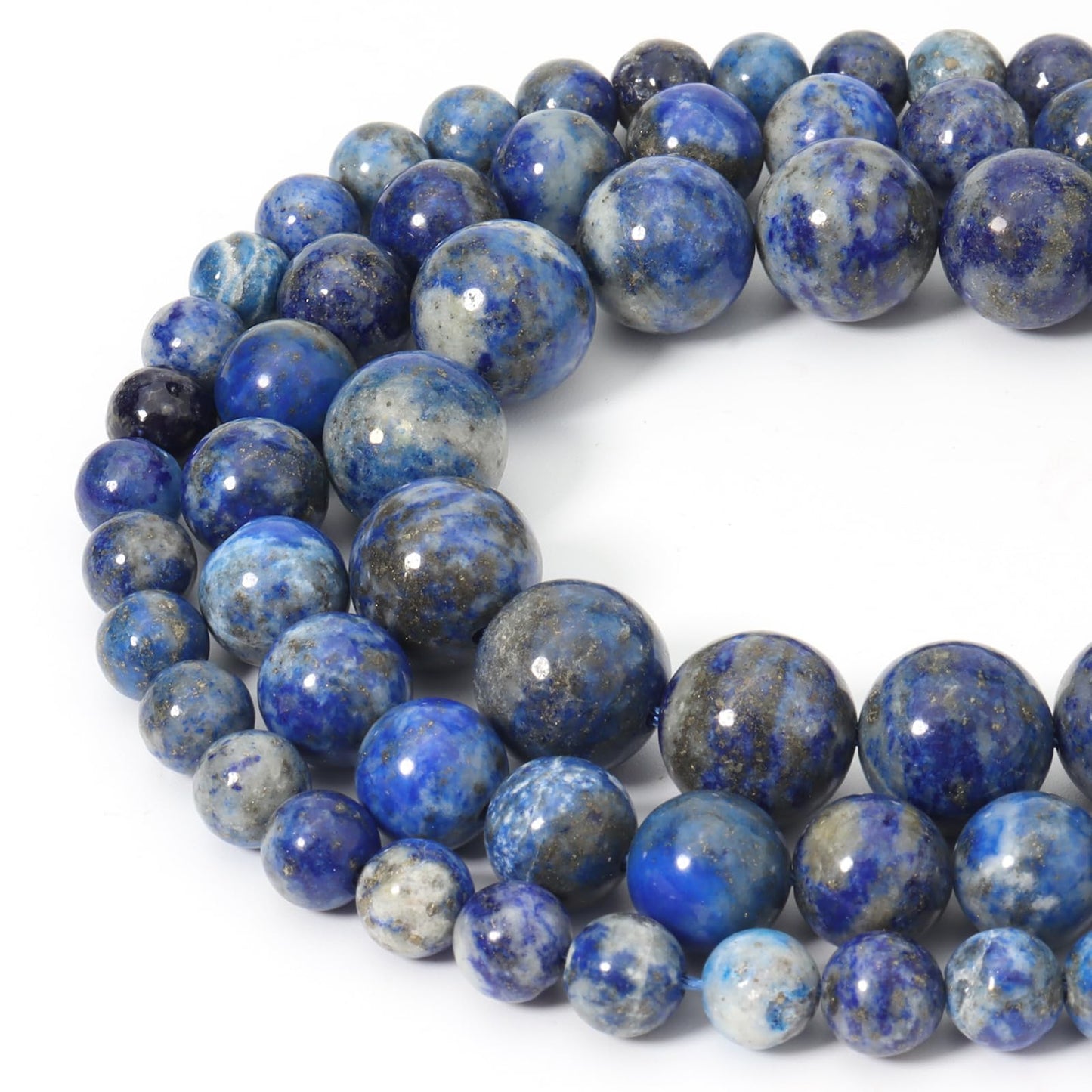 Siomia 45pcs 8mm Natural Lapis Lazuli Gemstone Beads Energy Healing Crystal Round Loose Stone Beads for Jewelry Making, DIY Bracelets Necklaces