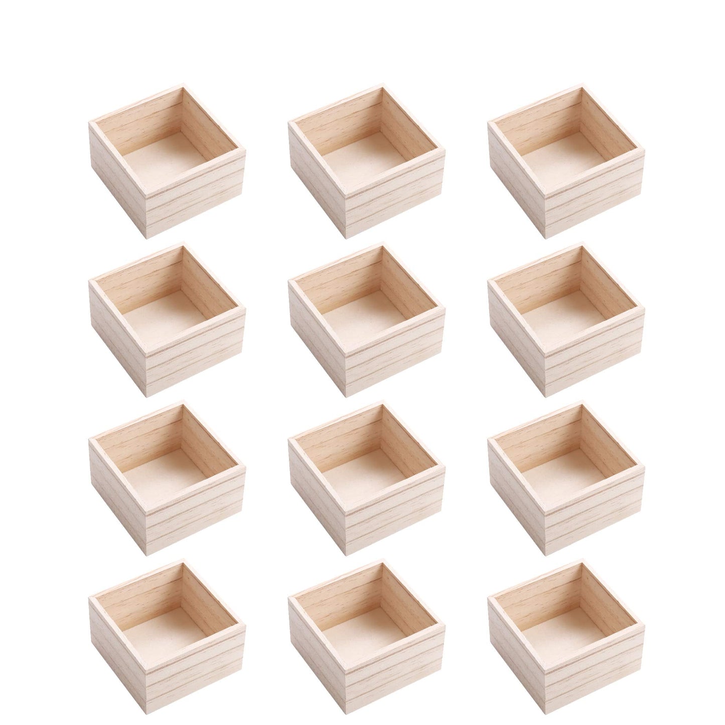 CALPALMY (12 Pack 4'' x 4'' Rustic Wooden Box Storage Organizer Unfinished Small Craft Wooden Box for Collectibles Home Venue Decor Succulents