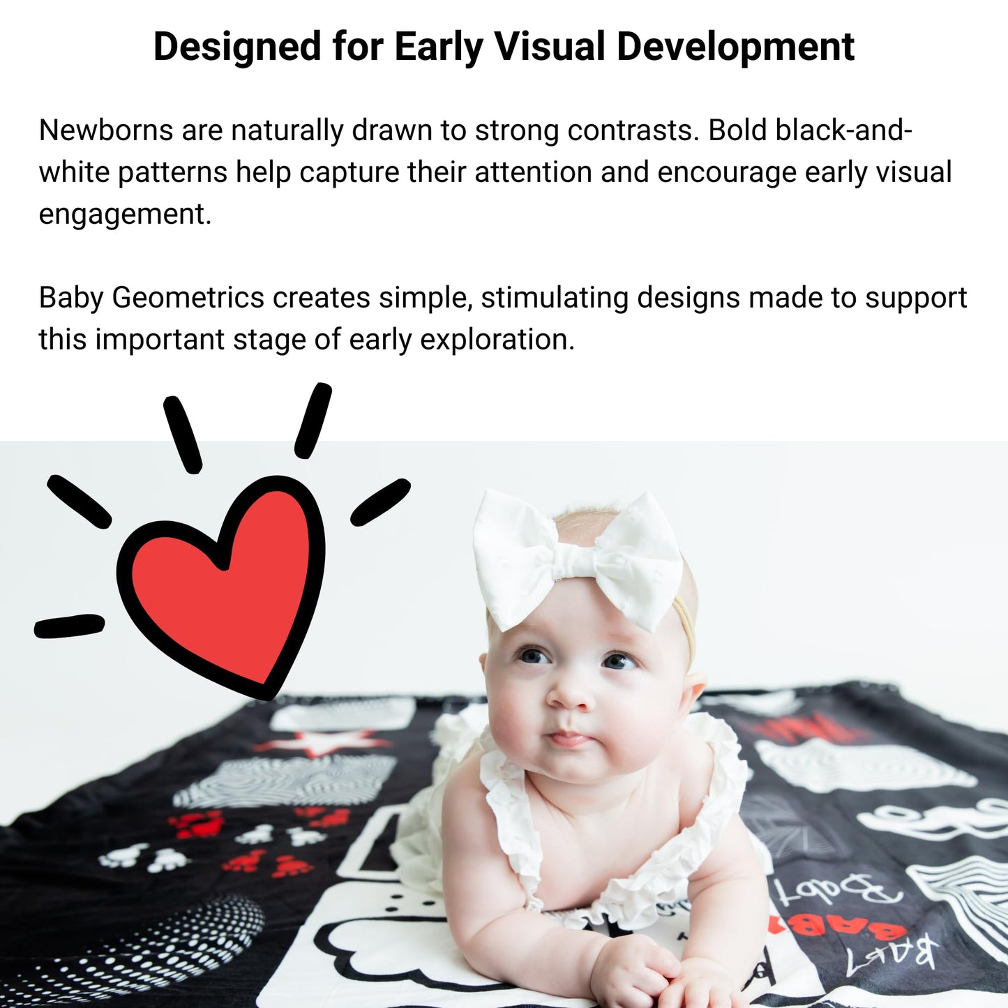 High Contrast Baby Security Blanket-Soft Sensory Lovey for Babies-Red, Black and White Blankie Comfort Toy (Spot the Pup)