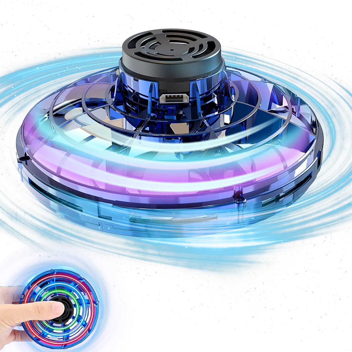 GoolRC Flying Spinner Mini UFO Drone Flying Fidget Spinner Hover Boomerang Fidget Spinner Hand Controlled Mini Drone for Teens Adults Indoor Outdoor Flying Toy