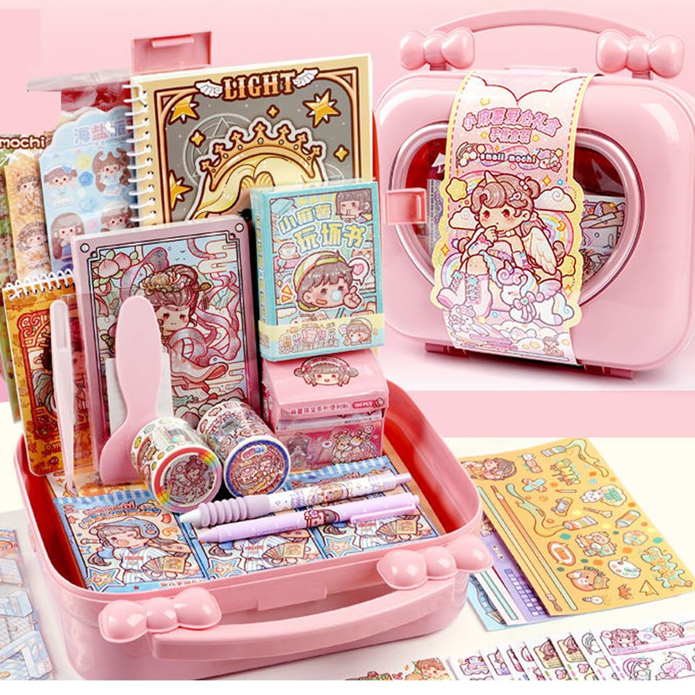 Alideco Cute Girl Love Deluxe Gift Box Small Mochi Collage Layout Scrapbooking Junk Journal Crafts Embelishment Decoration Diary Stickers(aixinlihe)