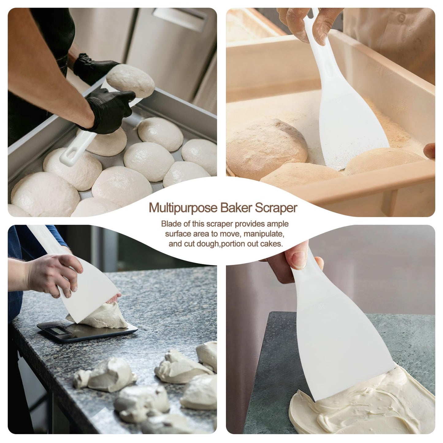 LRui Kitchen Professional Pizza Dough Scraper dough spatula,plastic flexible strip handle dough scraper.