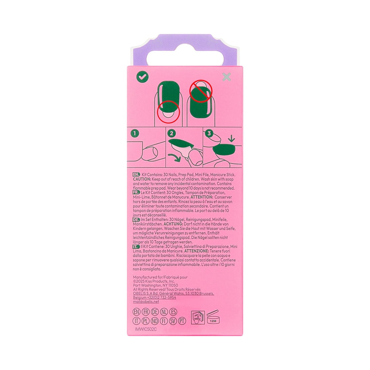 Impress X WICKED: FOR GOOD Press On Nails, ‘Shouldn't This Be Pinker?’, Pink, Short Oval, New Improved Adhesive, Up To 10 Day Hold, Includes 30 Fake Nails, 1 Prep Pad, 1 Manicure Stick, 1 Mini File