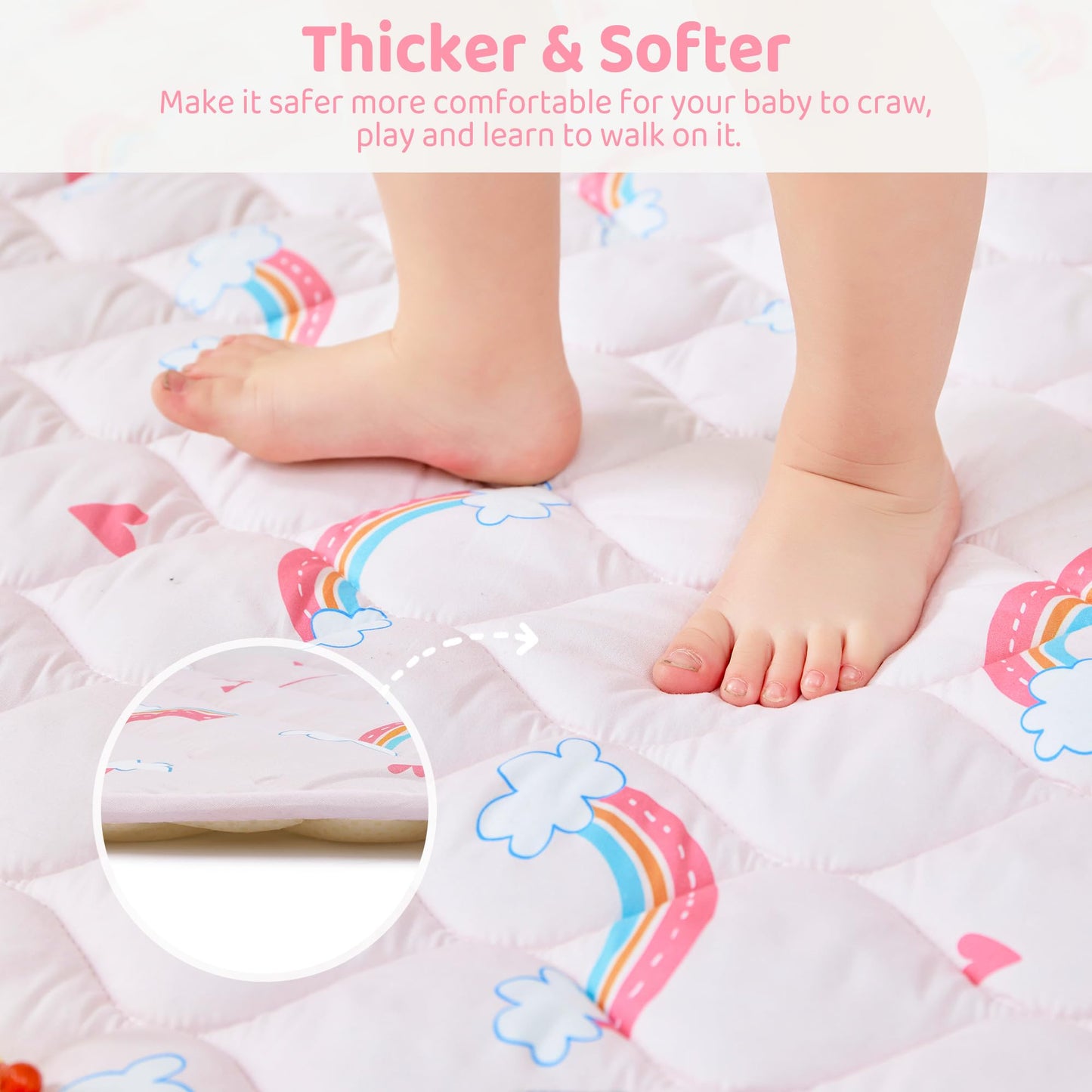 Baby Play Mat, Extra Large&Thick Baby Mat for Floor, 50 x 50 Play Mat for Baby， Foldable Padded Baby Floor Mat