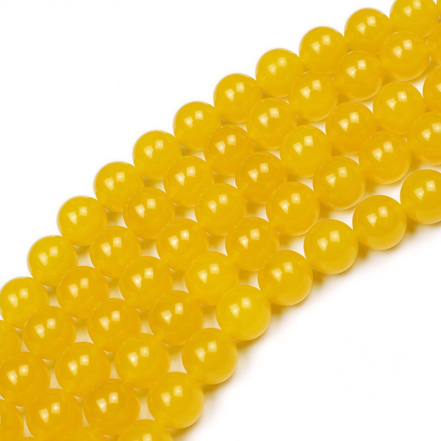 MJDCB Natural Yellow Jade Round Loose Beads for Jewelry Making DIY Bracelet Necklace (10mm)