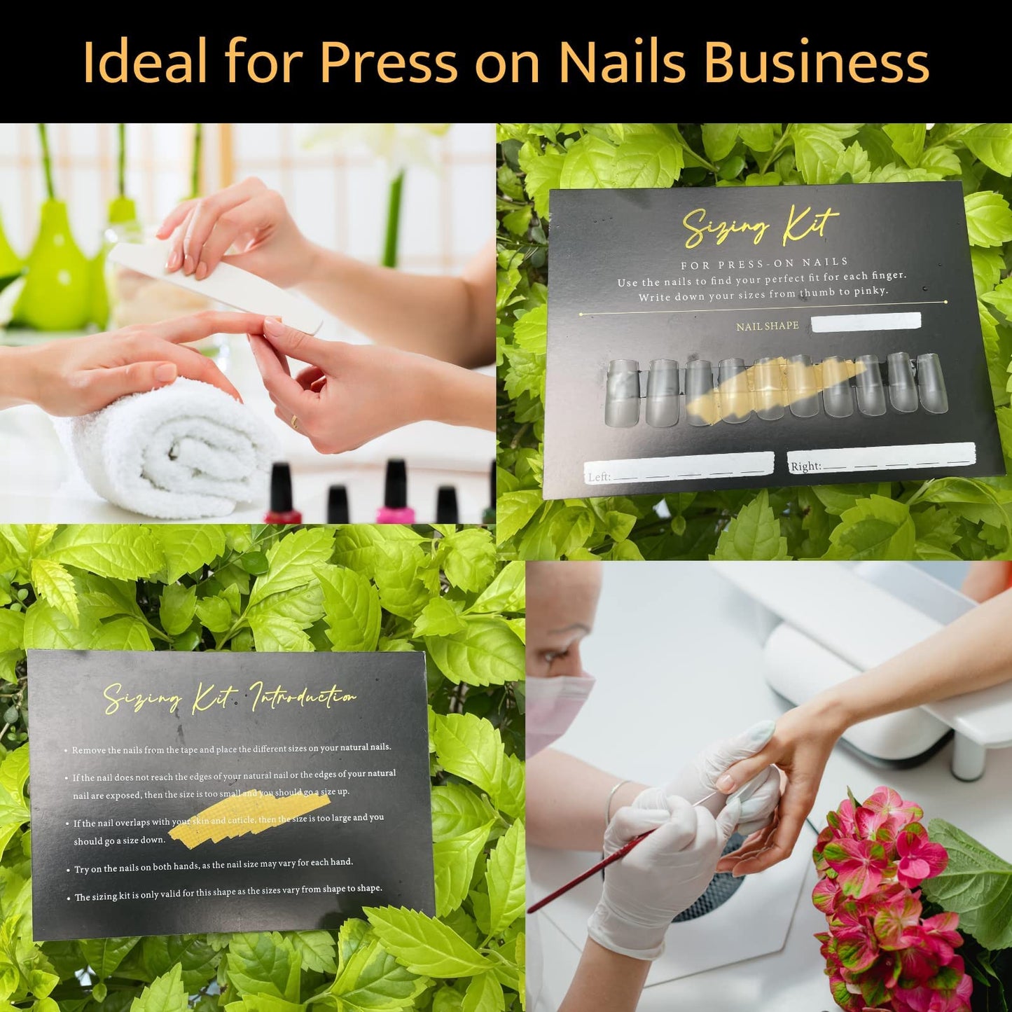 Press On Nail Sizing Card 30 Pack Empty Large Black Gold Postcard Press On Nails Supplies For DIY Sizing Guide False Nails Tips (5 * 7 inch, black&gold)