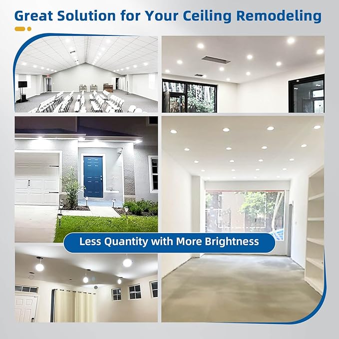 4 Pack Recessed Lighting 4 inch, 5000K Ultra-Thin LED Canless Recessed Lighting, Retrofit Dimmable Recessed Lights, 1200LM 12W=150W Wafer Lights - ETL & Energy Star Certified