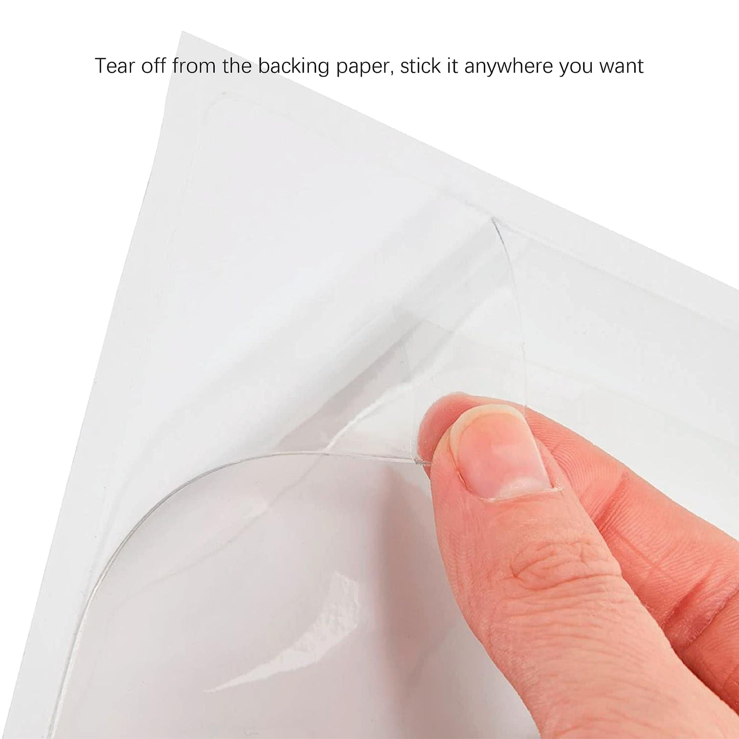 IMAGAME Clear Adhesive Business Card Pocket swith Side Open for Loading, 50 Pack, Plastic Labels Holders for Storage Bins and Library Card, Ideal for Organizing and Protecting Your Business Cards