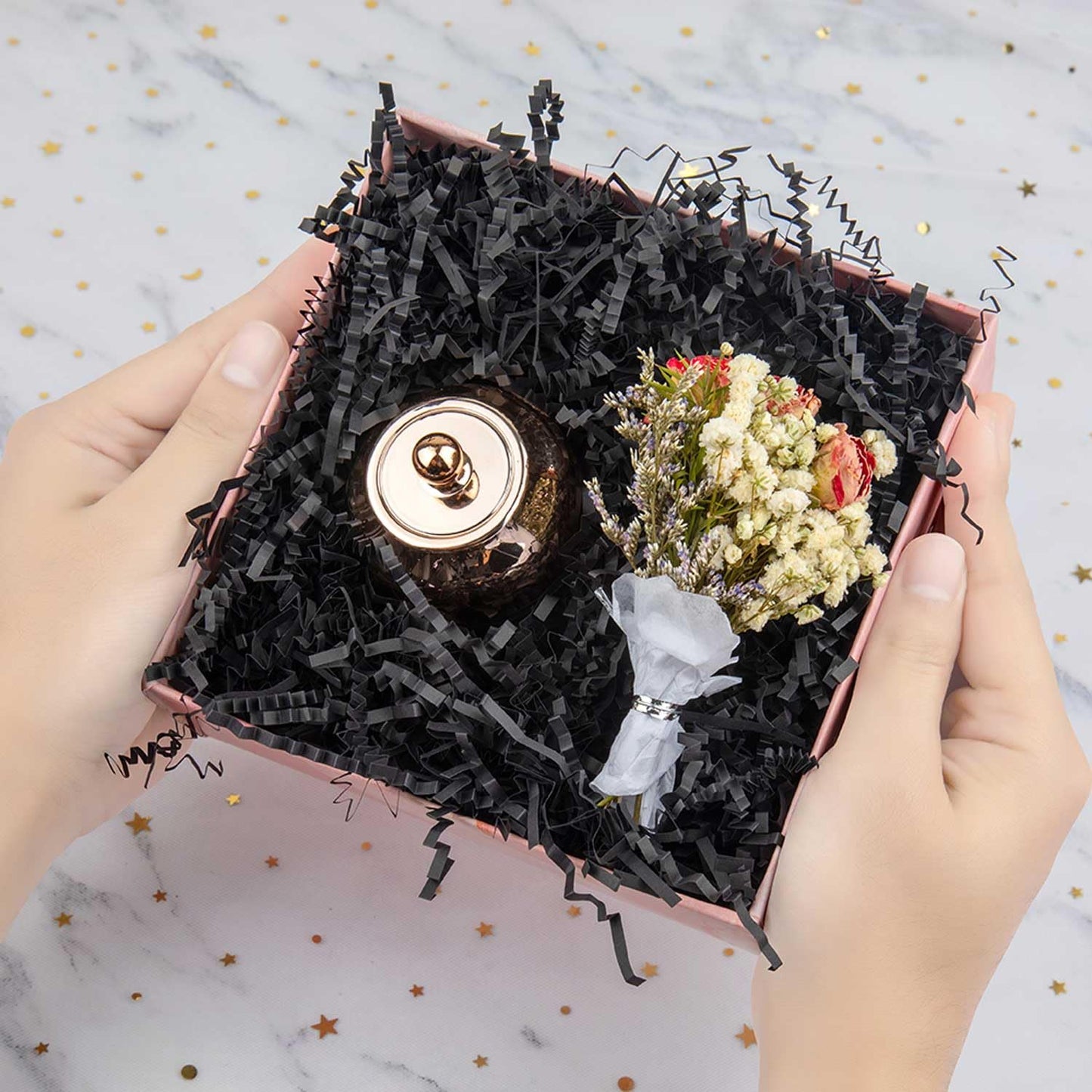 Caleihd 1LB Crinkle Paper Filler Cut Shredded Paper, Gift Box Baskets Wrapping and Filling for Easter, Birthday, Wedding, Christmas Decoration(Black)