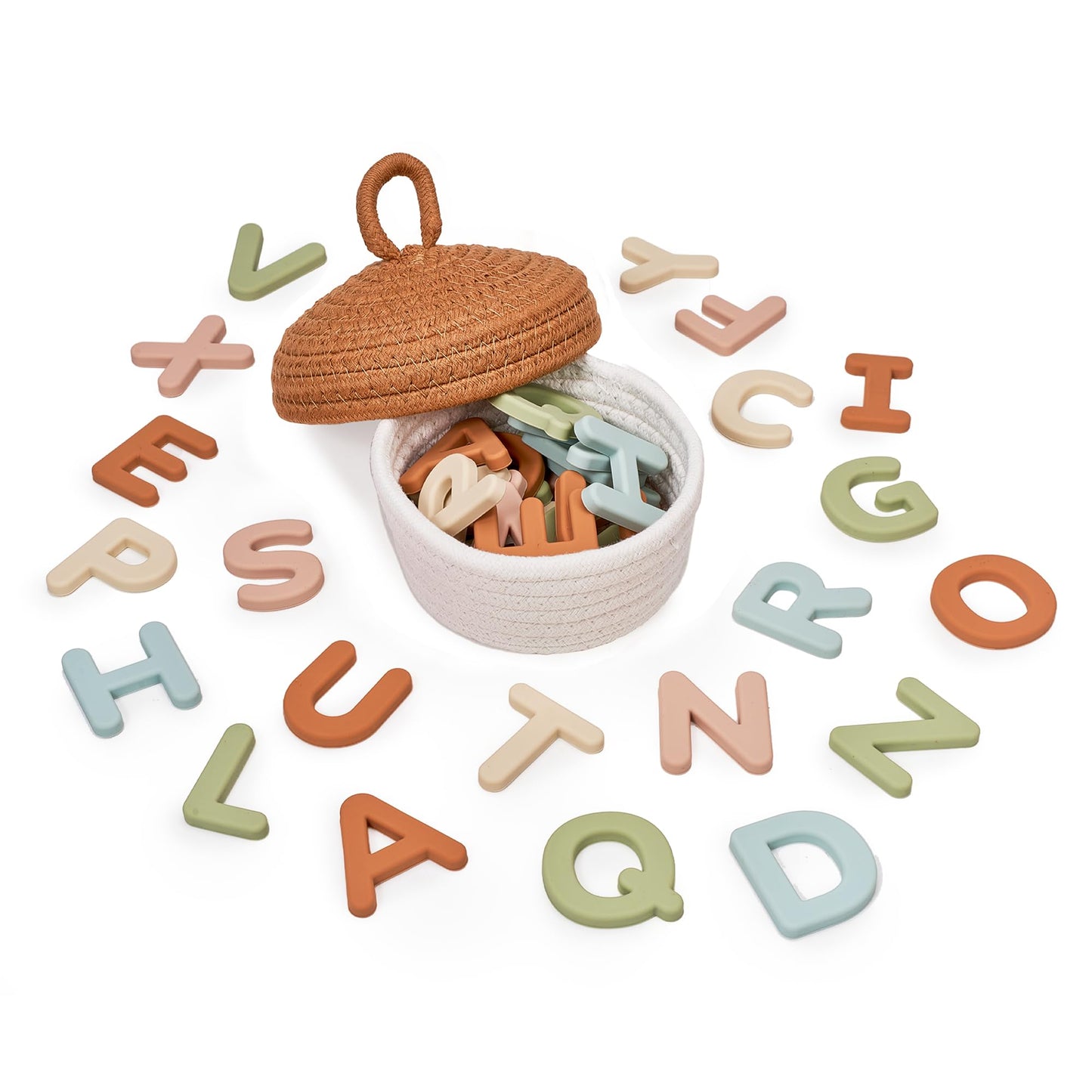JoyCat Baby Toys - Mystery Soft Box with 10 Sensory Objects + Silicone Alphabet Magnetic Letters, 26 Uppercase ABC Fridge Magnets for Toddlers & Kids