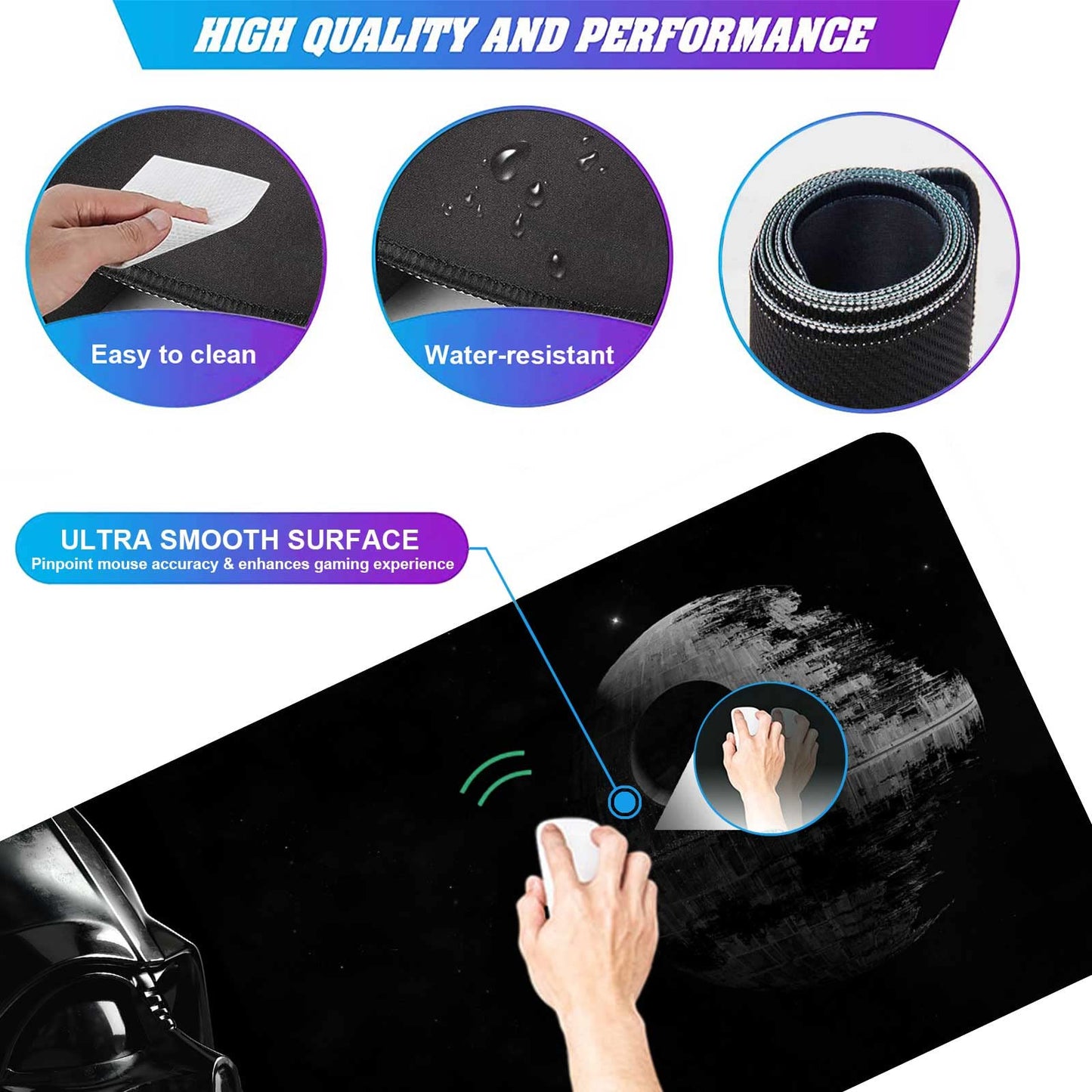 Large Mouse Pad XXL,Mousepad with Stitched Edges & Non-Slip Rubber Base-High Speed Surface-Laptop Desk Pads-Computer Keyboard and Mice Combo Pad Mat 15.7X31.5 inch