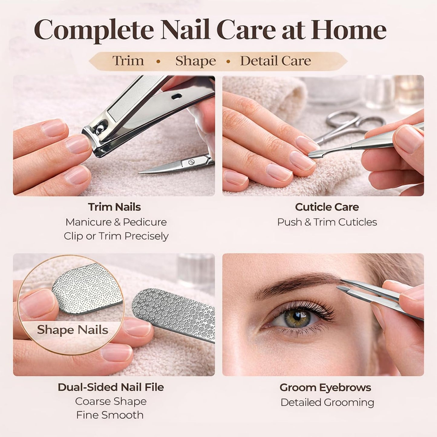 PROTOUCH Premium Manicure Set for Men & Women, Professional Nail Grooming Kit, Nail Clipper Set with Precision Stainless Steel Tools, Elegant Vegan Leather Travel Case, Luxury Gift Set