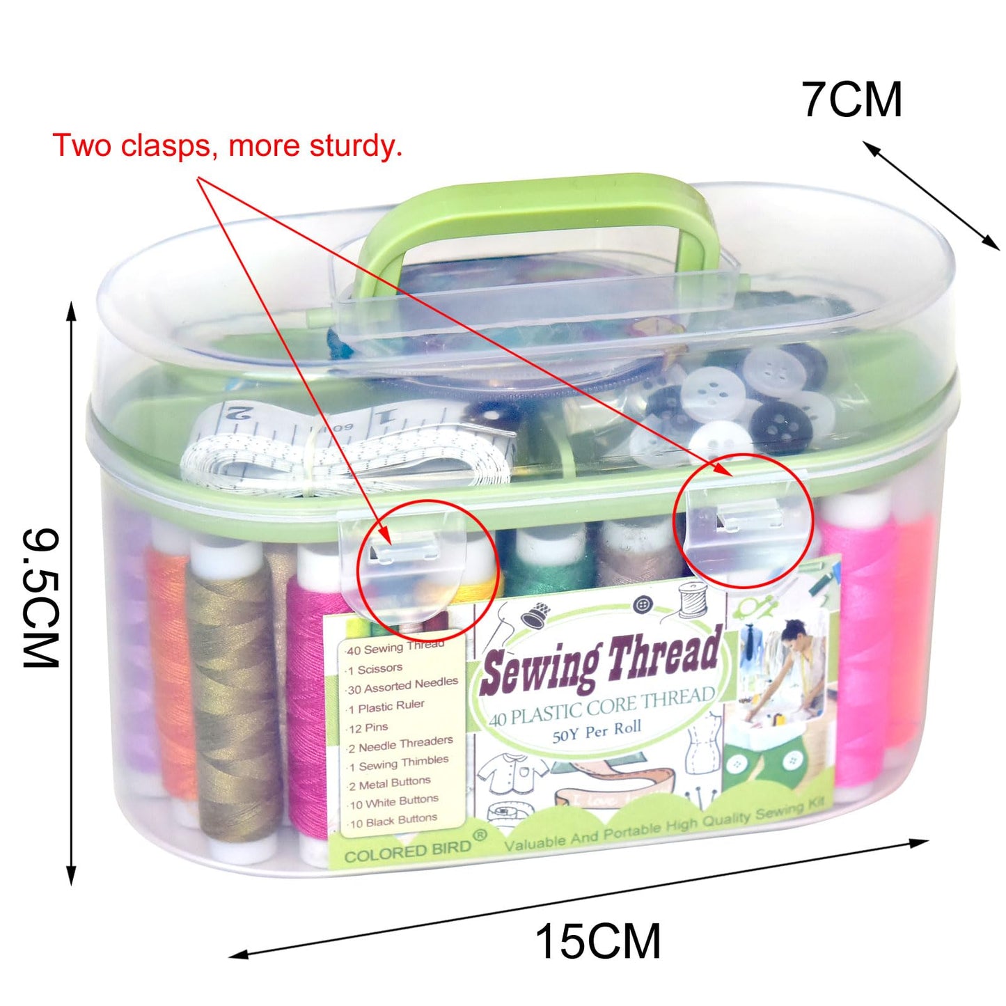 40 Spools of Sewing Thread,Gift Box Portable Basic Sewing Repair Kits (Green)