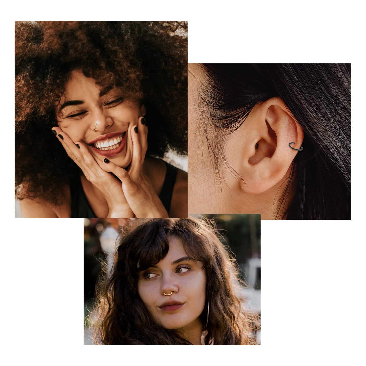 Septum Jewelry: Nose Rings Hoops & Clickers - 16g, 12mm, Rose Gold & Surgical Steel