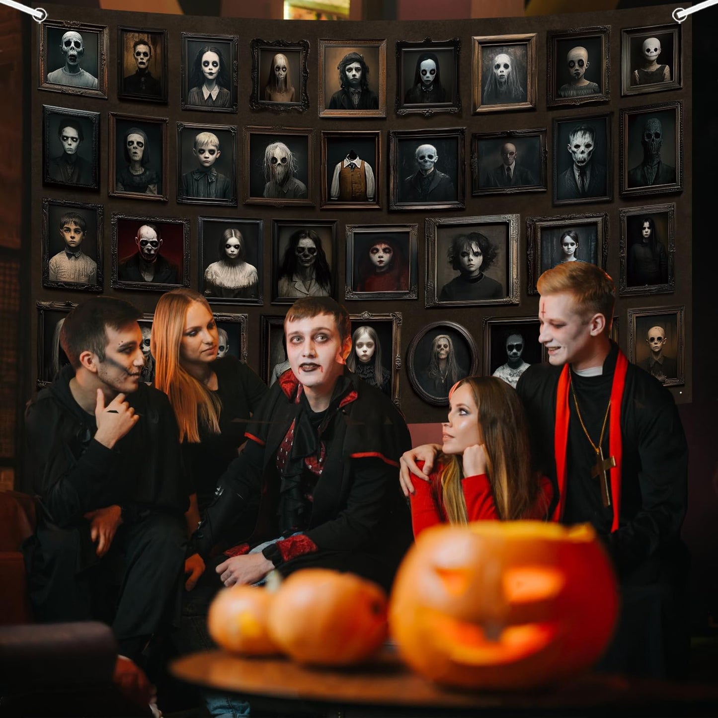 6x3.6ft Halloween Portrait Backdrop Banner Horror Decorations Haunted Banner Gothic Mansion Portraits Halloween Black Photography Background