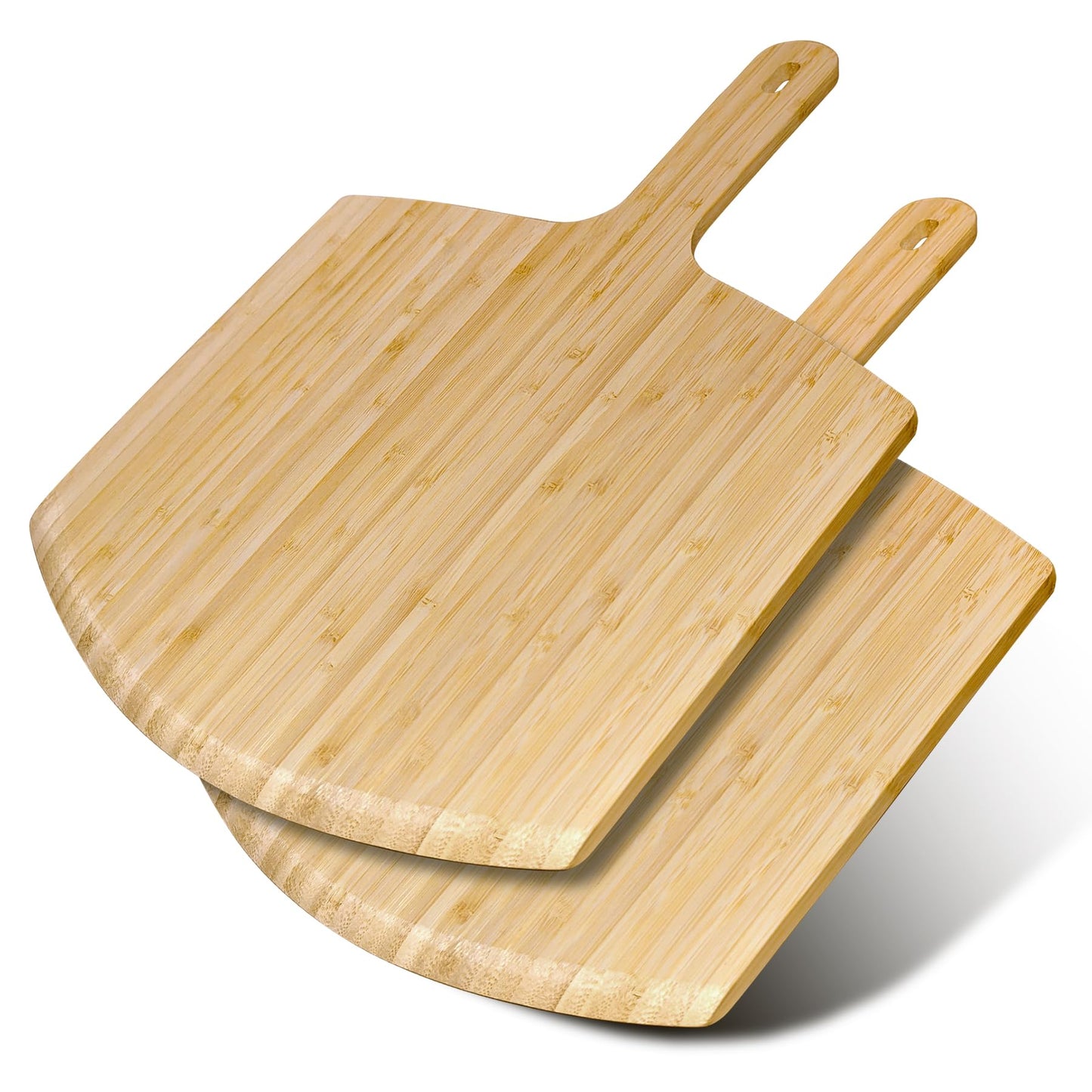 TUOCON Pizza Peel 12 inch 2 pack Bamboo Wood Pizza Paddle Pizza Peels Pizza Server for Ooni Oven Accessory Pizza Spatula Baking Homemade Cheese Bread Turner Pizza Pre board Pizza Tools Gift