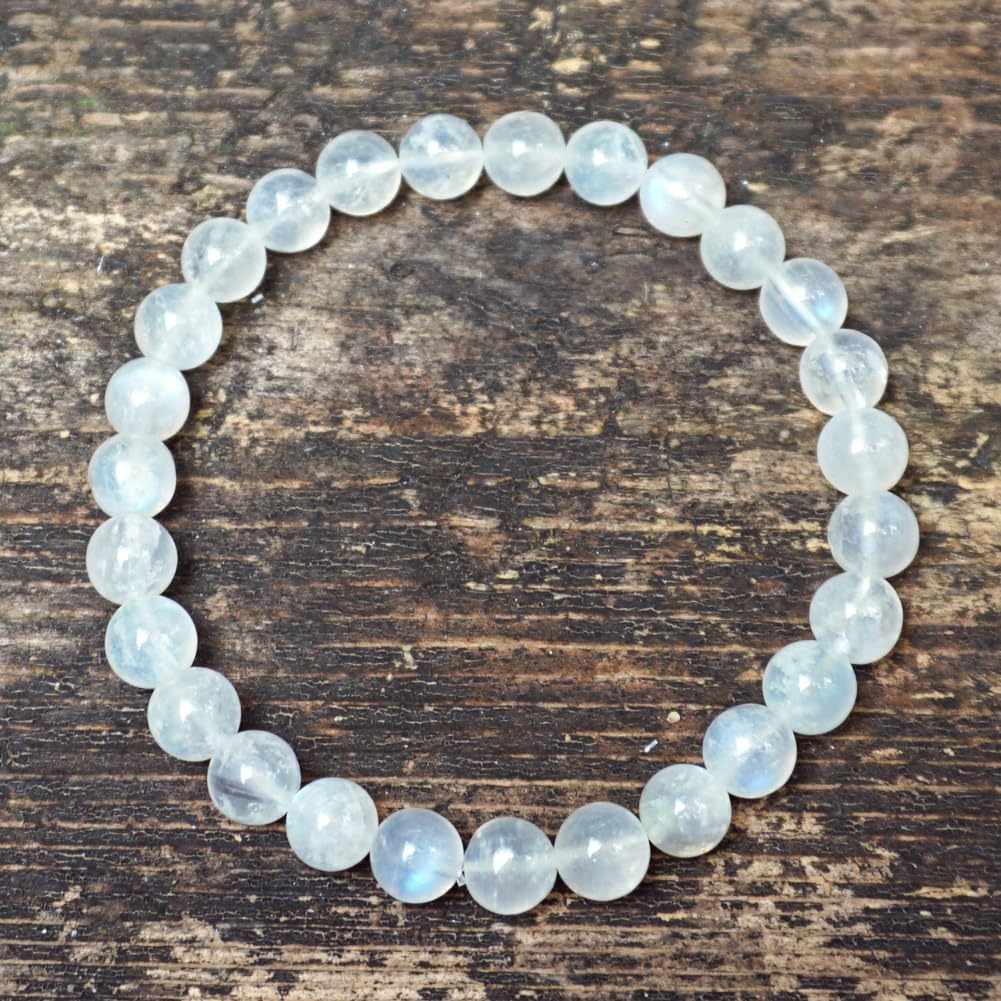 6MM Crown Chakra Moonstone Bracelet - Natural Gemstone for Love and Relationships | Adjustable 7.5-8" | Gift Box and Velvet Pouch Included | Men's and Women's Jewelry