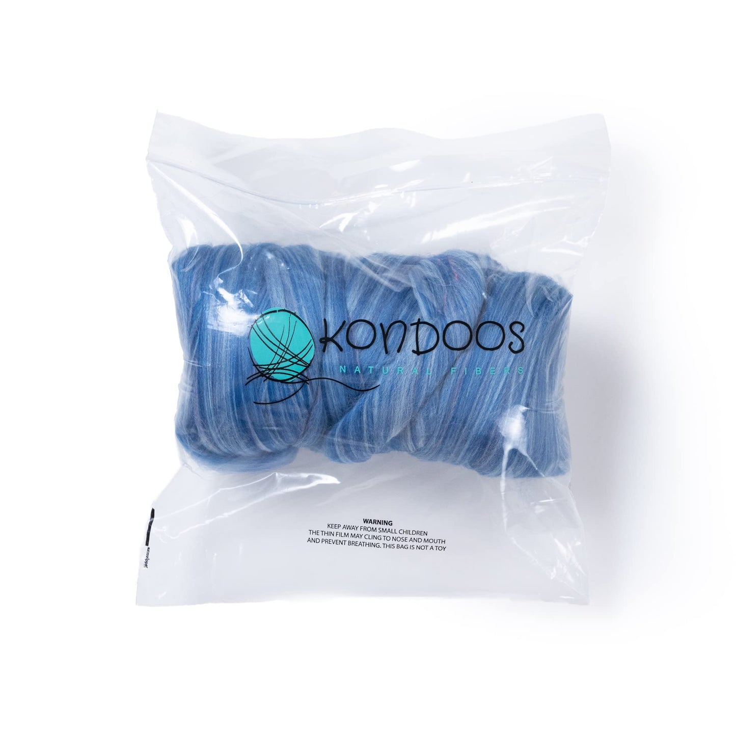 Kondoos Multi Colored Natural Wool roving, 1 lb. Best Wool for Needle Felting, Wet Felting, handcrafts and Spinning. (Ocean Blue, 1lb)