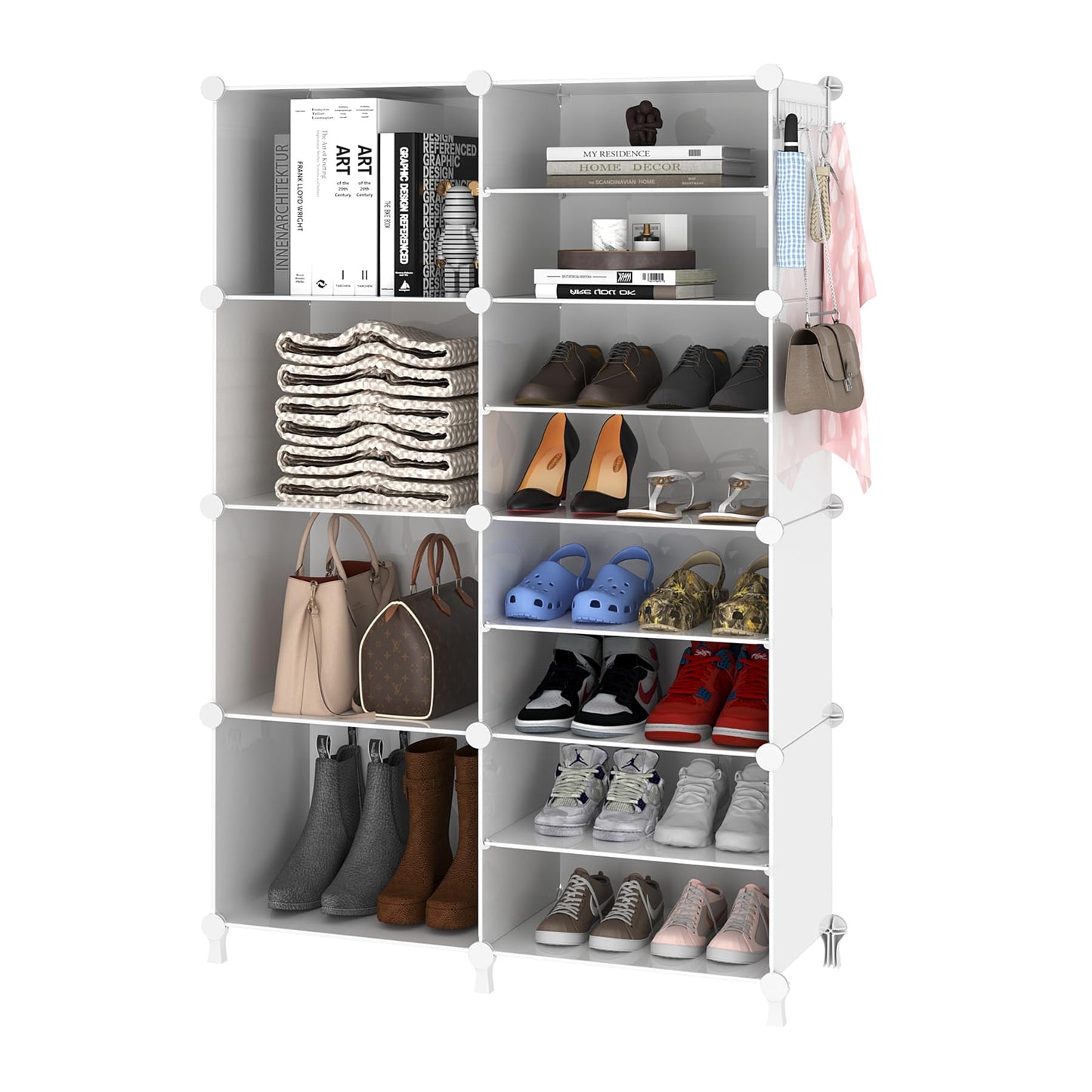 AWTATOS Closet Organizer 8 Cube Storage Shelves Closet Clothes Organizers and Storage Stackable Cubby Shelving for Closet Bedroom Living Room Office White