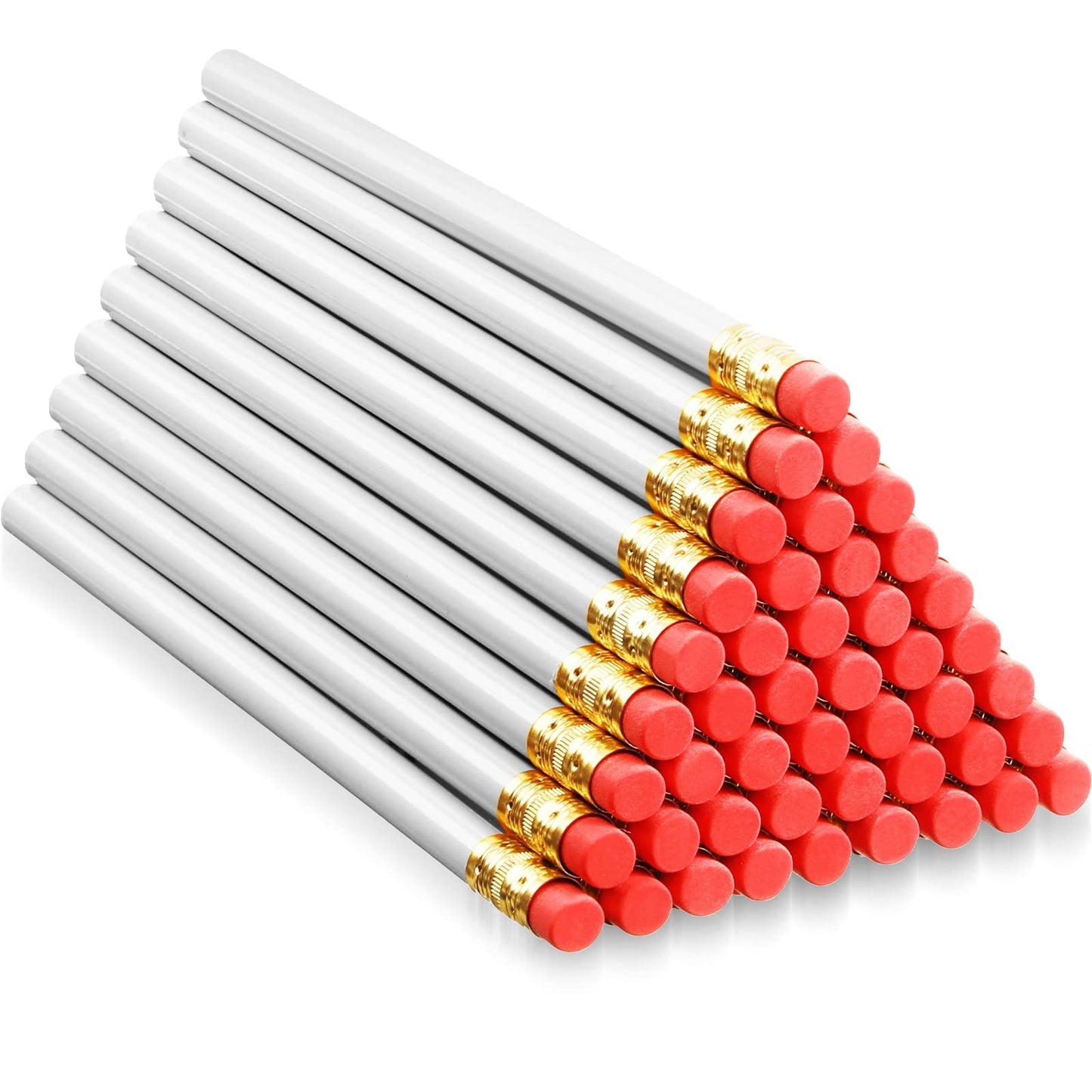 Fainne 48 Pcs Jumbo Pencil, Wooden Pencil with Black Core for Carpenters Construction Workers Woodworkers Framers Beginners Students Teachers DIY Project(White,Round)