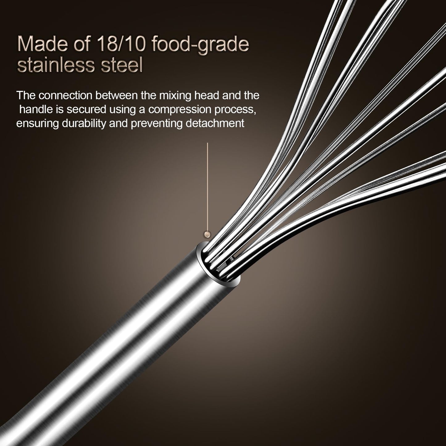Huakai Stainless Steel Small Whisk for Cooking, 10-Inch Mini Whisk for Cheese, Coffee, Flour, Eggs