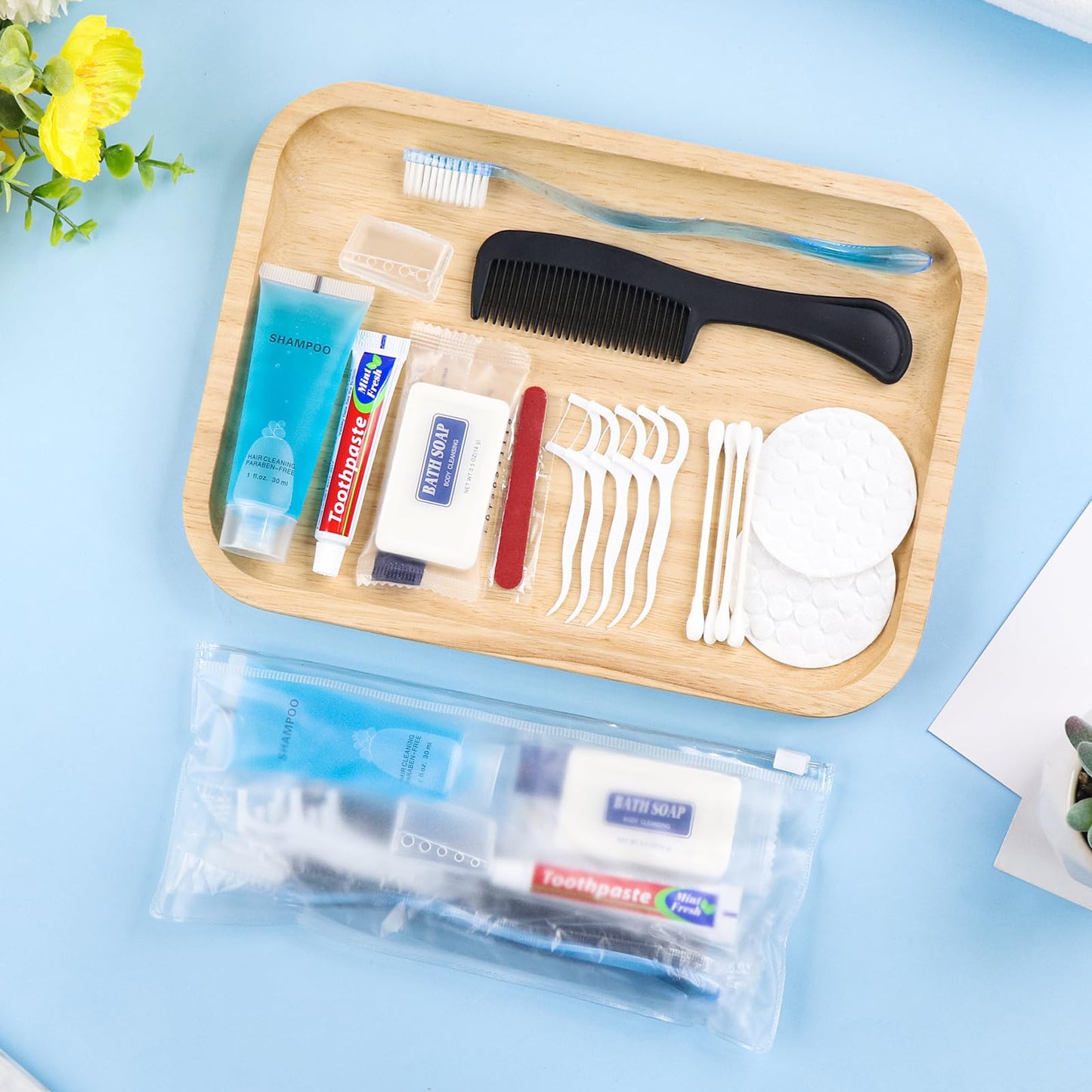 HQSLsund Basic Toiletry Kits, Individually Packed, Personal Hygiene Kit Bulk Homeless Care Package Supplies Travel Size Toiletry Kit for Men Women Charity Reusable Toiletry Bag (Pack of 5)