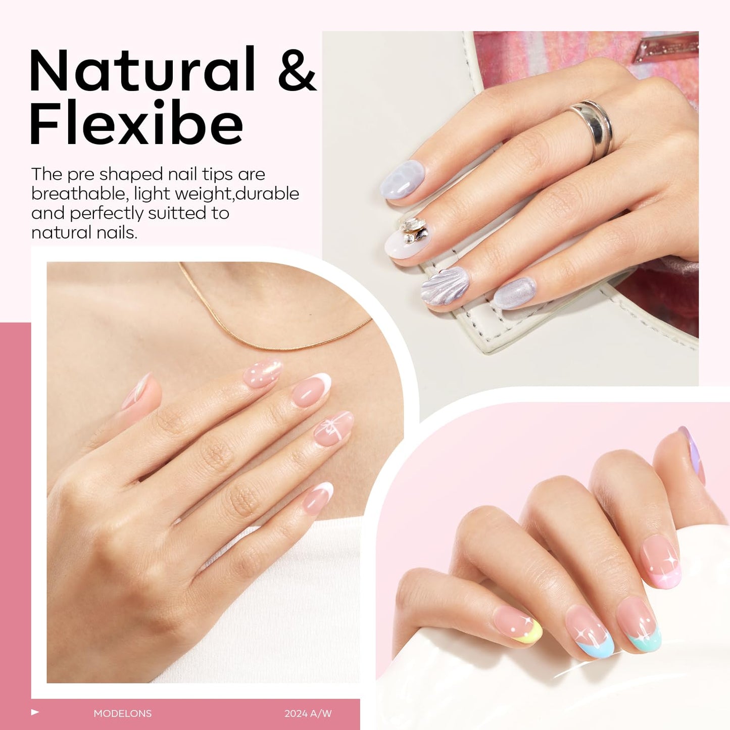 modelones X Nail Gel Kit Extra Short Oval Round, 510Pcs Fake Nails 15Sizes, 9-in-One Glue Prep Dehydrator & Mini U V Light Clipper, Pre-shaped Half Matte Press on Oval Tips for Extension DIY Salon