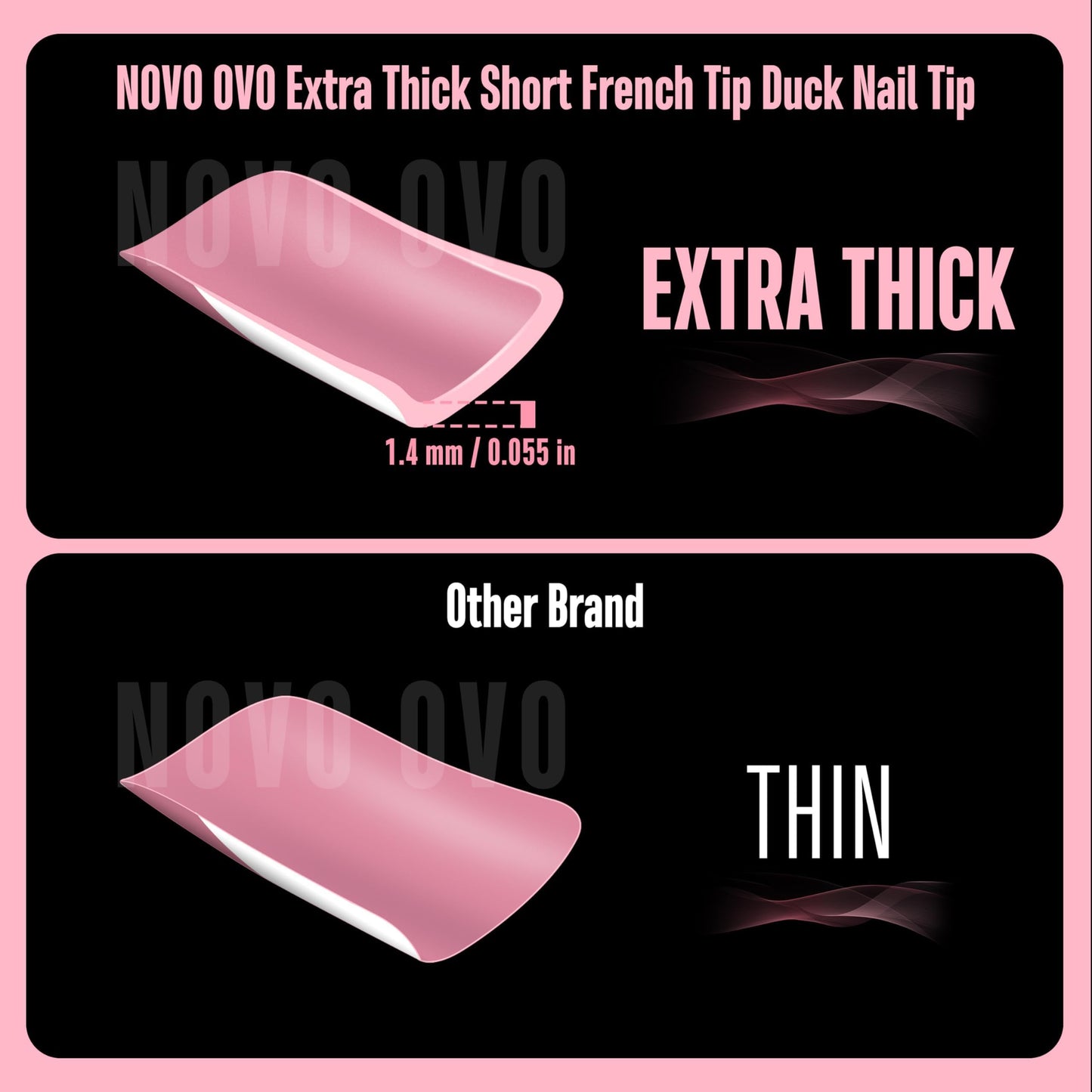 NOVO OVO White French Tip Short Duck Nail Tips Press on, BERRY PINK Pre-designed Soft Gel Nail Extension, Extra thick Full Cover Matte Vrial False Nails for DIY x 12 Sizes 360 pcs