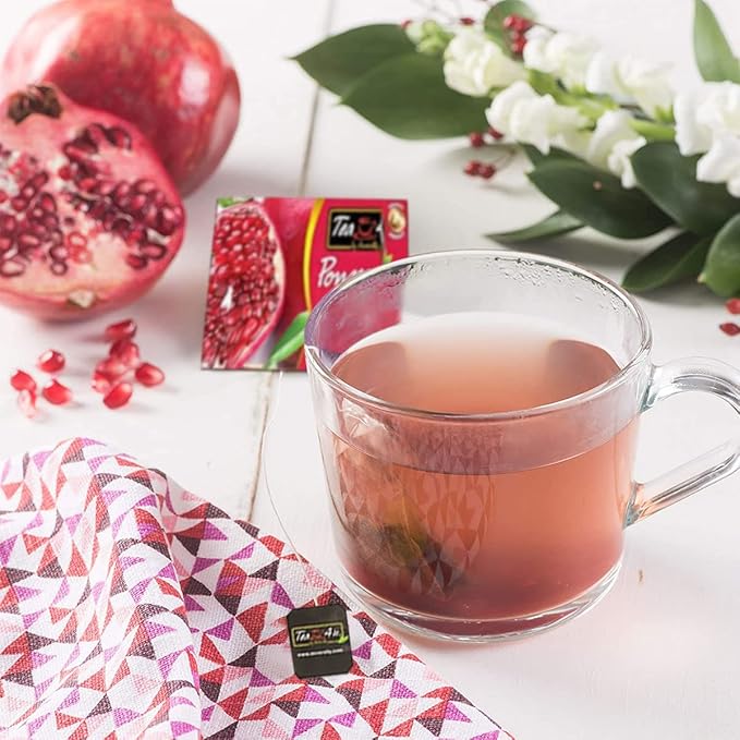 Tea4U Flavored Black Ceylon TeaBags (Pomegranate) - Ideal Quality from Sri Lanka's Finest Leaves and Expertly Blended - 25 Count