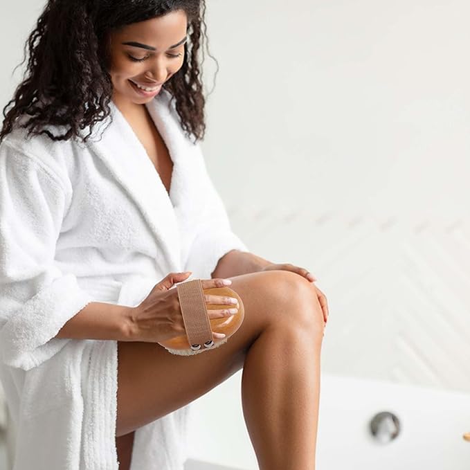 OWIIZI Dry Brushing Body Brush with Soft Nylon Bristles Antiskid Wooden Exfoliator Bath Scrubber for Wet or Dry Exfoliating,Body Scrub Deep Cleanse