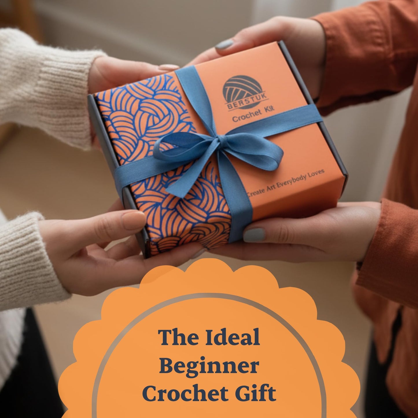 Berstuk Level 1 Absolute Beginner Crochet Kit for Adults - Crochet Starter Kit Beginner for Adults - Learn to Crochet with Expert Video Tutorials - Perfect DIY Gift