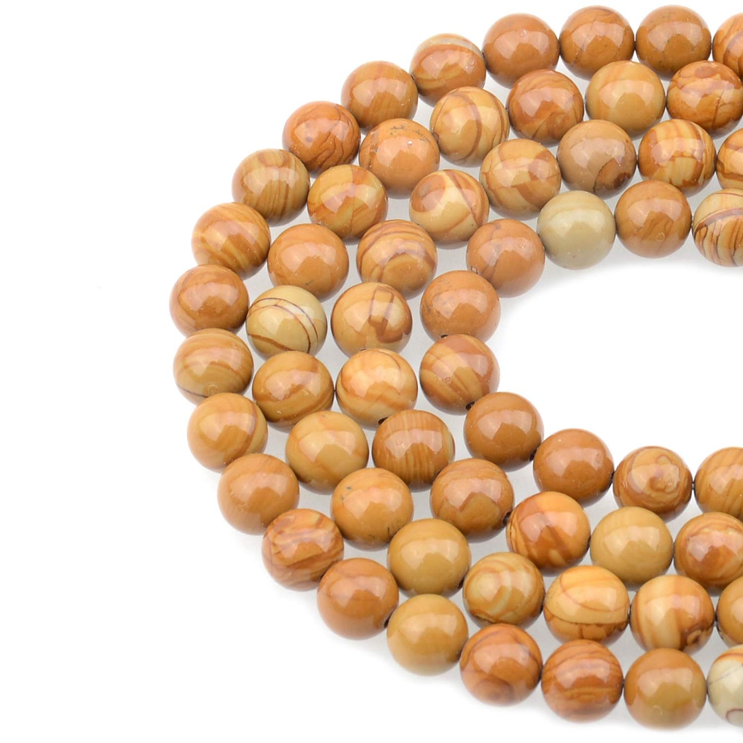LPBeads 100PCS 8mm Natural Wood Veins Jasper Gemstone Round Loose Beads for Jewelry Making with Crystal Stretch Cord