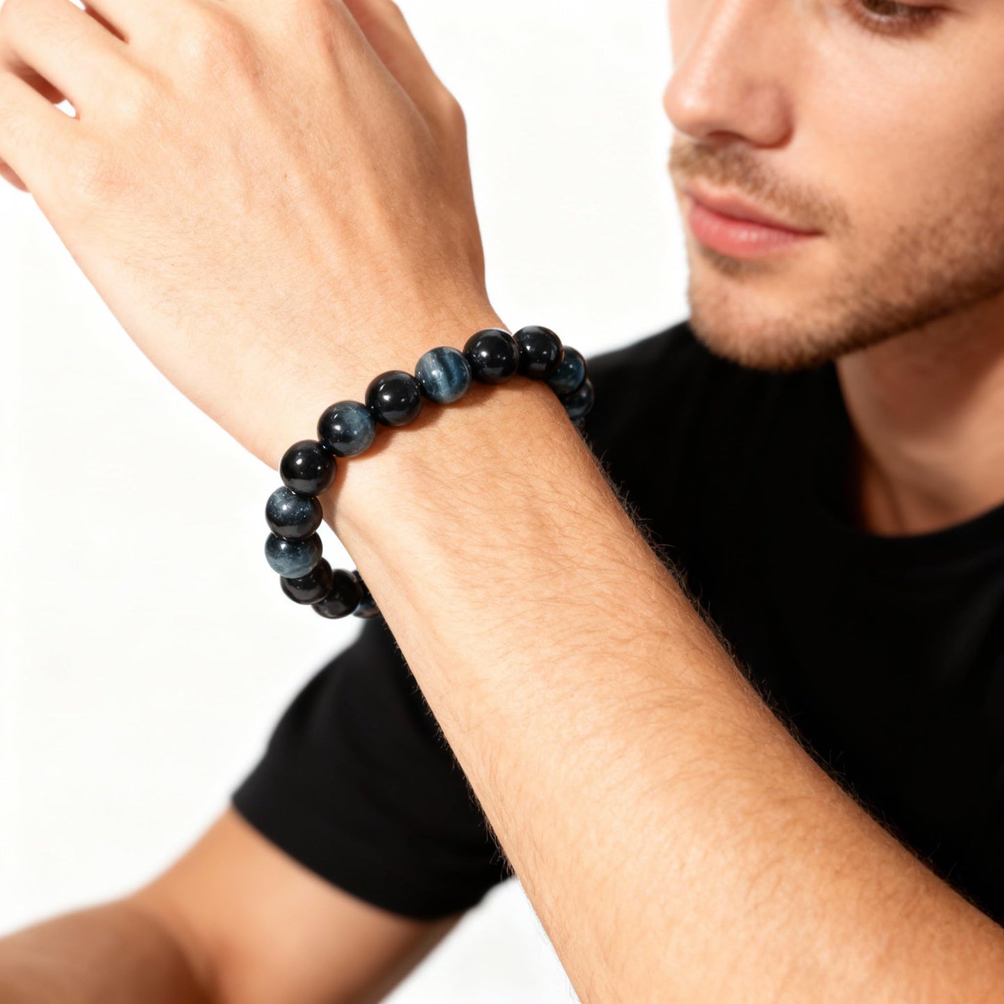 The Vida Handmade AAA+ Quality Crystal Stretch Elastic Bracelet - Nature Gemstone - Jewelry Gift - Holiday Gift - For Women & Men (Blue Tiger Eye)