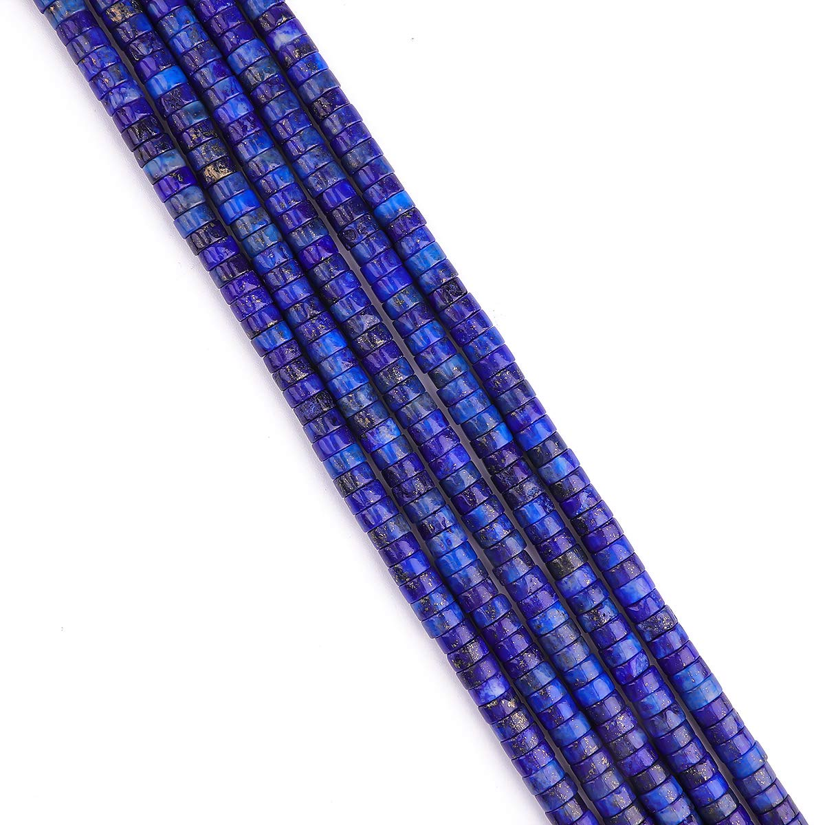 BEADIA Natural Lapis Lazuli Spacer Beads Caps Loose Semi Gemstone for Beading Jewelry Making 6mmx3mm 38cm