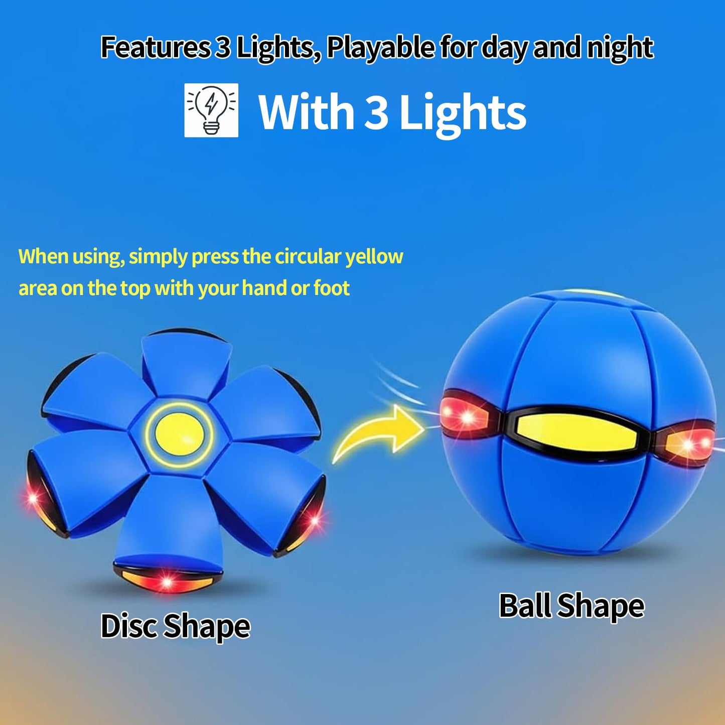 2PCS Magic Bouncing Ball, Magic Meta - Ball, Children's Magic Bouncing Balls, Dual Form Flying Saucer, Parent-Child Interaction with 3 Light Suitable for Indoor & Outdoor Play Green and Blue