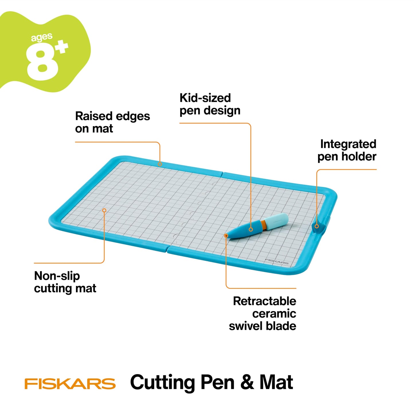 Fiskars Kids Cutting Pen with Foldable Non-Slip Mat – Safe Precision Tool for Crafting and School Projects