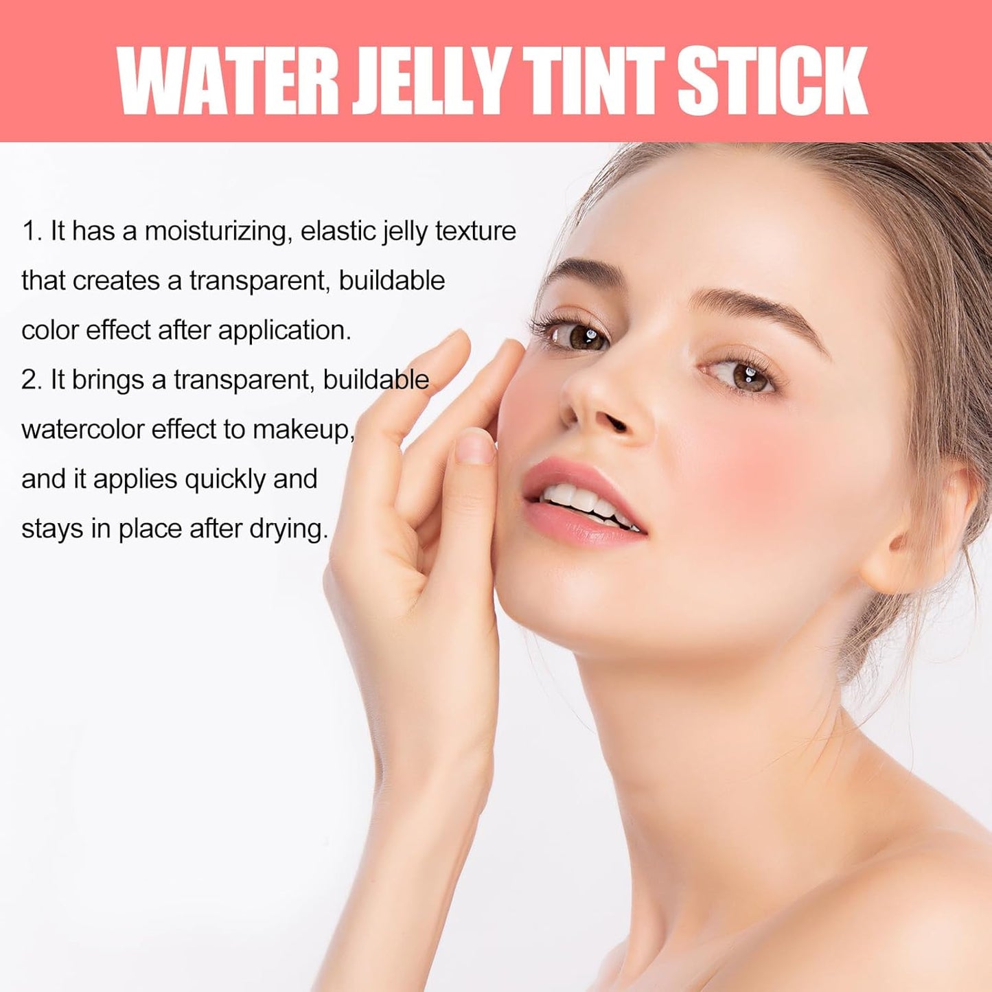 Milk Water Jelly Tint, Sheer Lip & Cheek Stain, Milk Jelly Blush Stick, Buildable Watercolor Finish, 1,000+ Swipes Per Stick. (Coral)