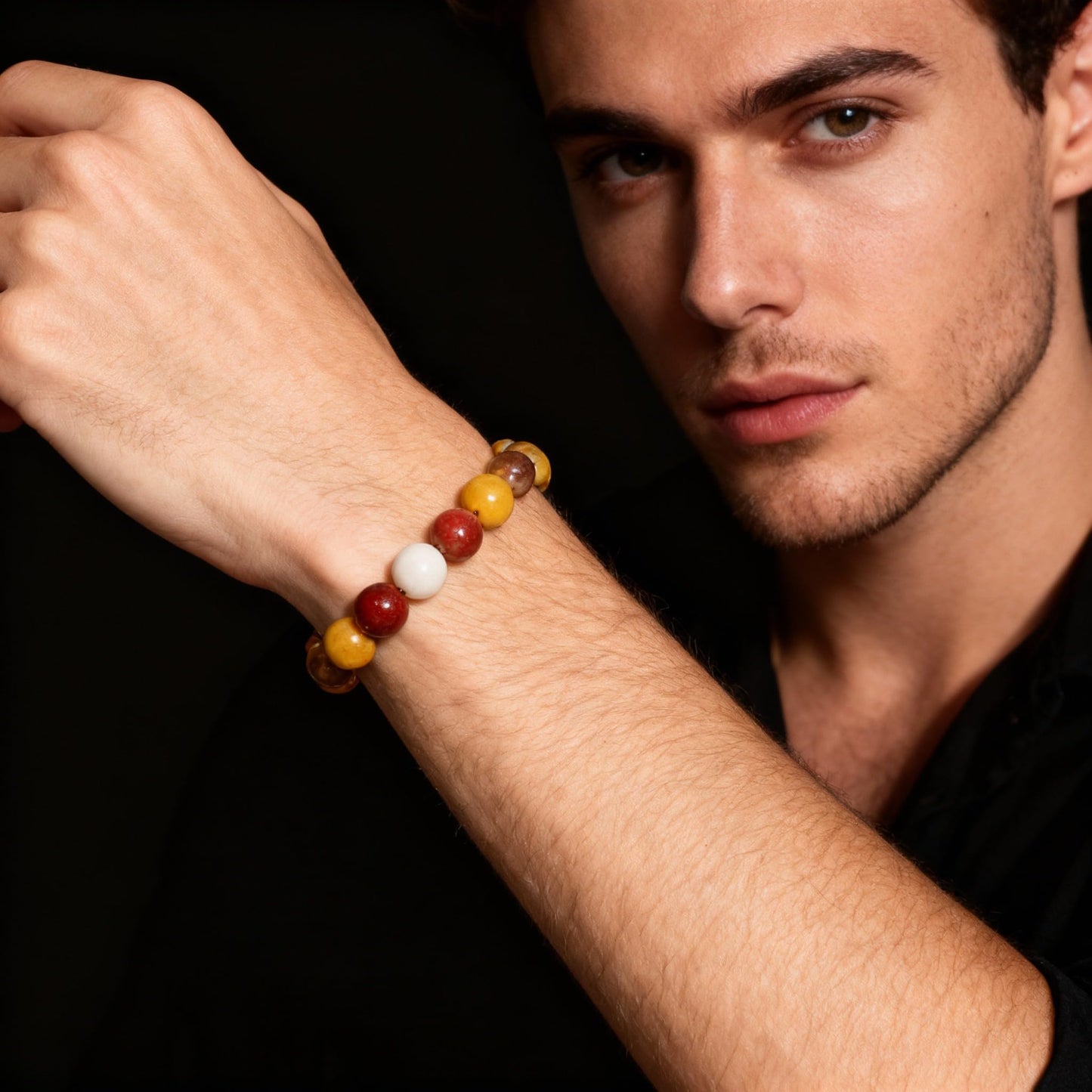 The Vida Handmade AAA+ Quality Crystal Stretch Elastic Bracelet - Nature Gemstone - Jewelry Gift - Holiday Gift - For Women & Men (Mookaite Jasper)