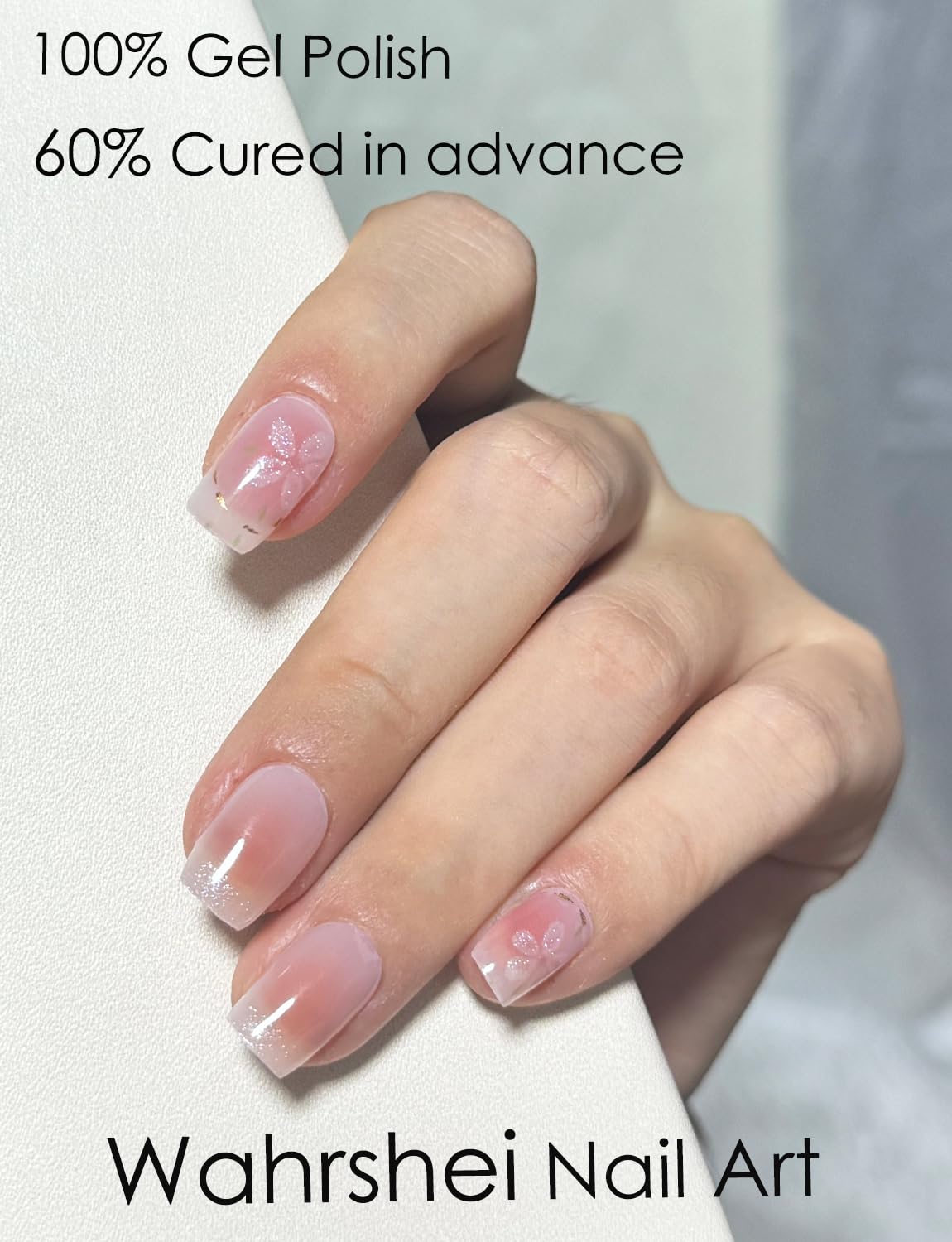 Sakura Semi Cured Gel Nail Strips: 20pcs Stickers, Wraps for Home DIY UV