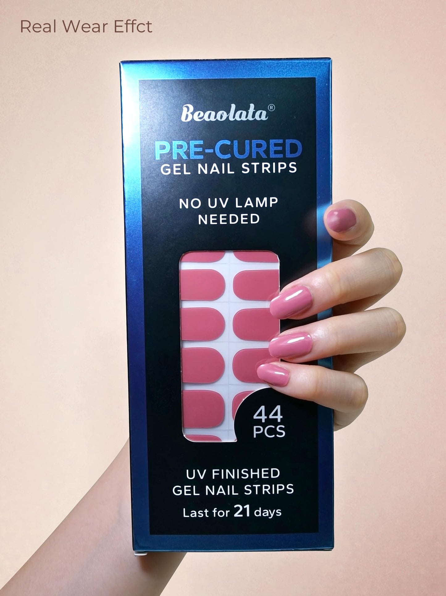 Beaolata Real Gel Nail Strips (No UV Light Needed) - 44Pcs Salon Quality Nail Stickers - Long Lasting Polish Wraps for Women, Easy Apply & Remove (Sultry Purple)