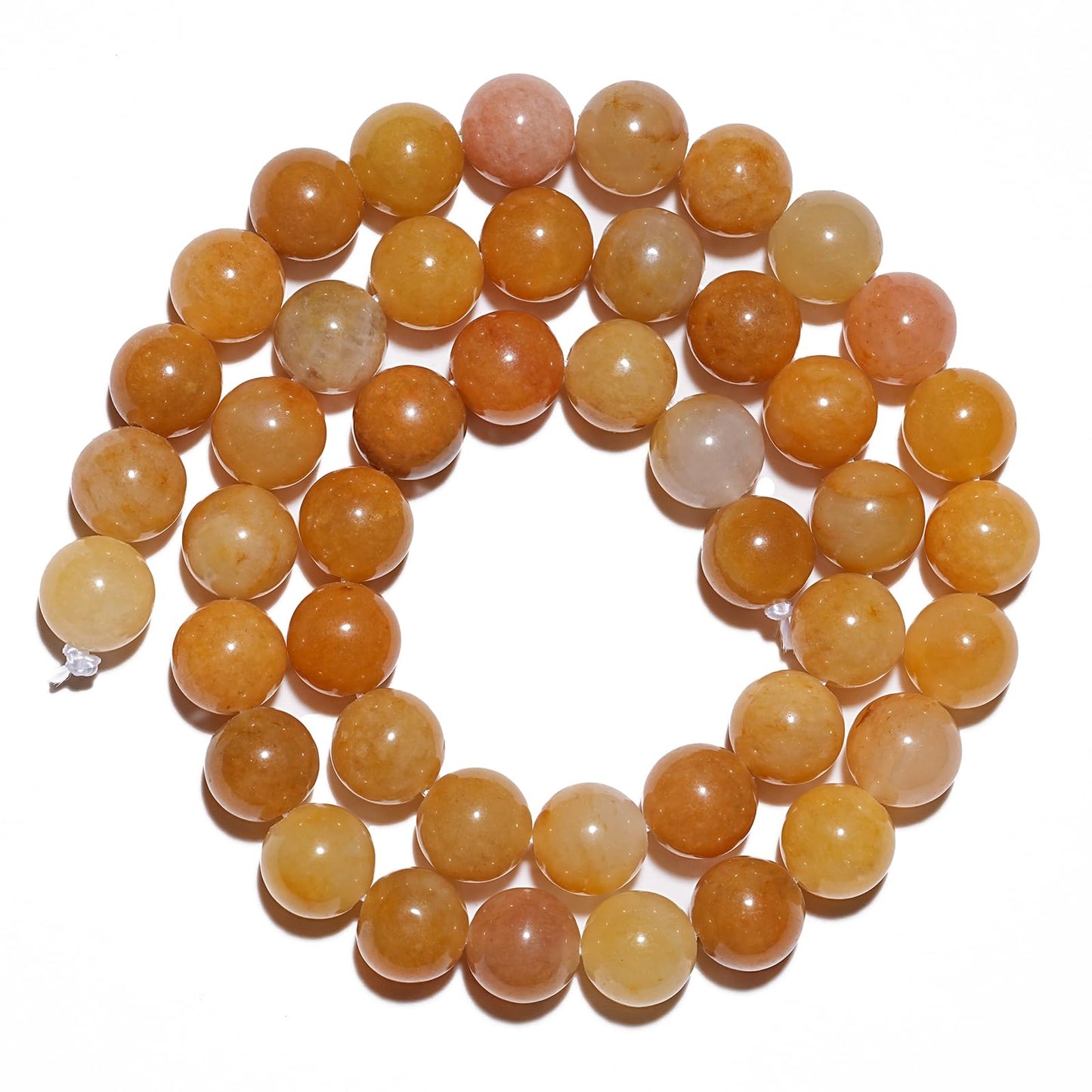 8mm Natural Yellow Jade Gemstone Beads Polished Round Smooth Stone Beads for Bracelets Jewelry Making 15inch Loose Beads