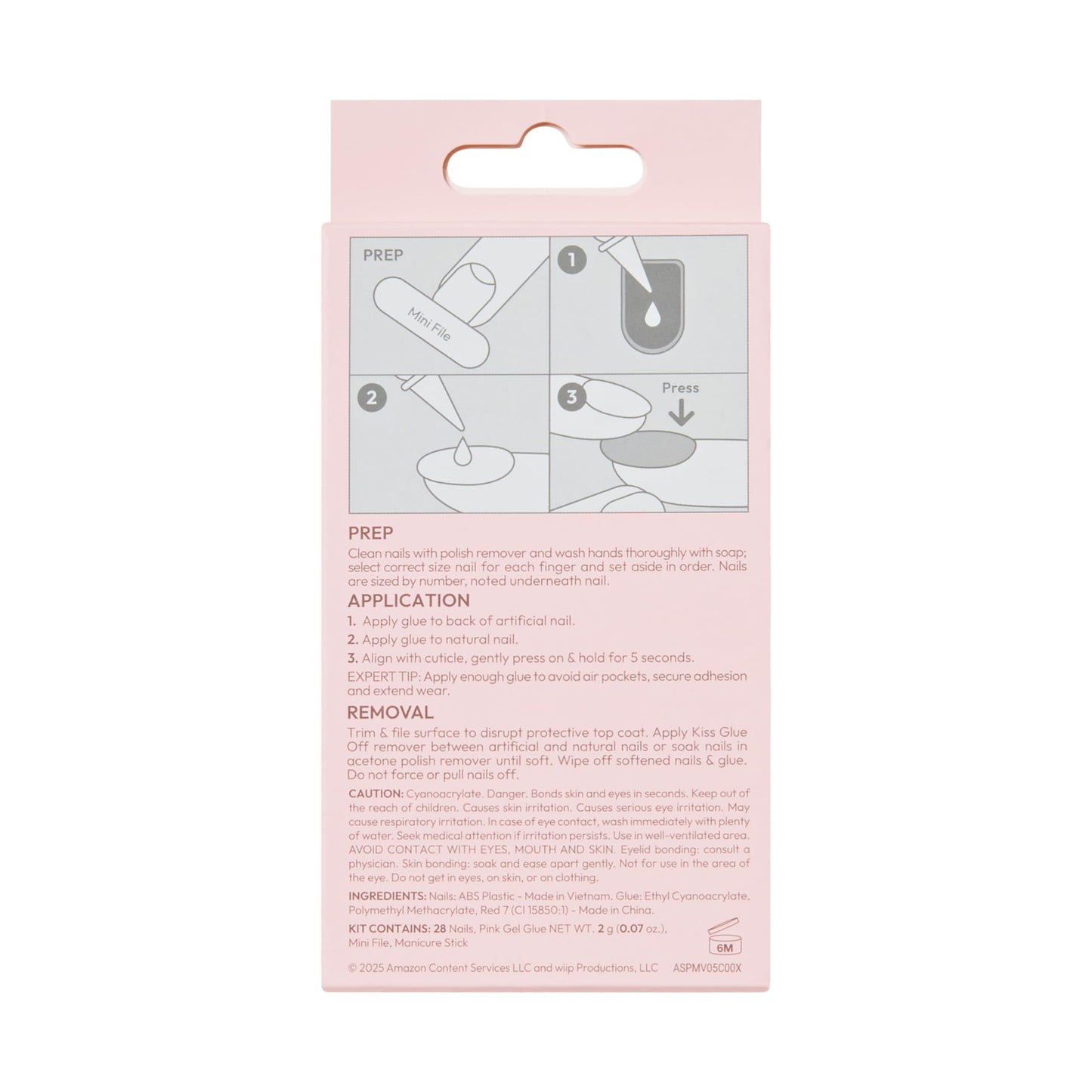 KISS | The Summer I Turned Pretty French Tip Press On Nails, ‘Sunlit Days’, Medium Coffin, Includes Pink Gel Nail Glue (2g), Mini Nail File, Cuticle Stick, & 28 Fake Nails
