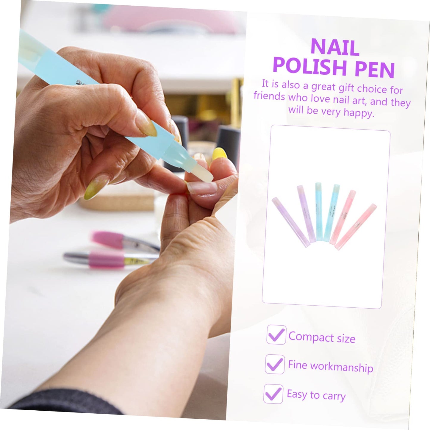 LOLIPPYY 6Pcs Nail Polish Corrector Pen Set Nail Art Correction Tool for Manicure Cuticle Touch-Up and Decontamination Suitable for Salon Use