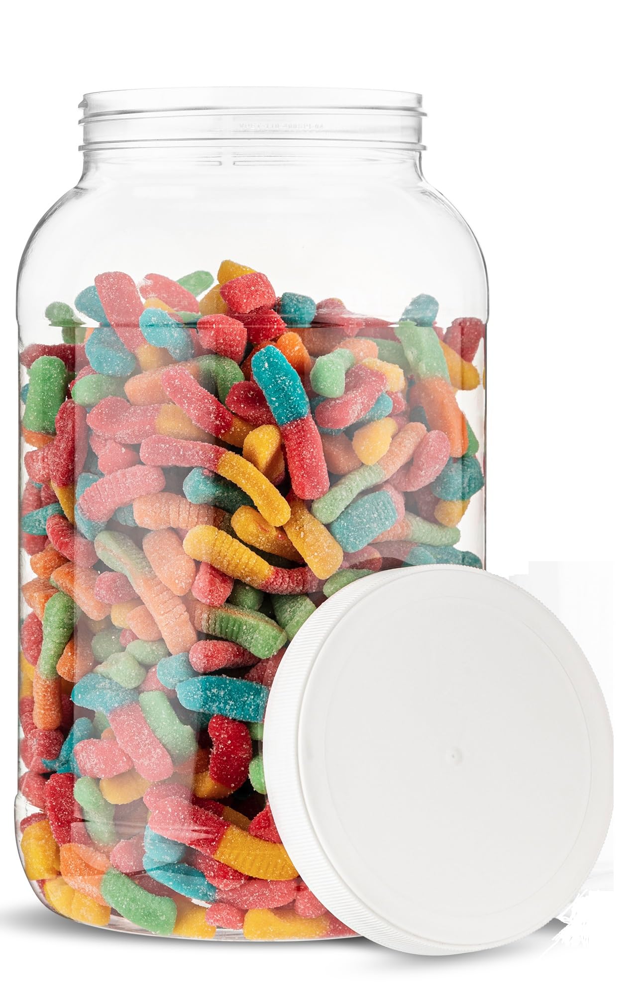 kitchentoolz 1 Gallon Plastic Jar with Airtight Lid – Wide Mouth Food Storage Container – Clear PET Canister – Made in USA
