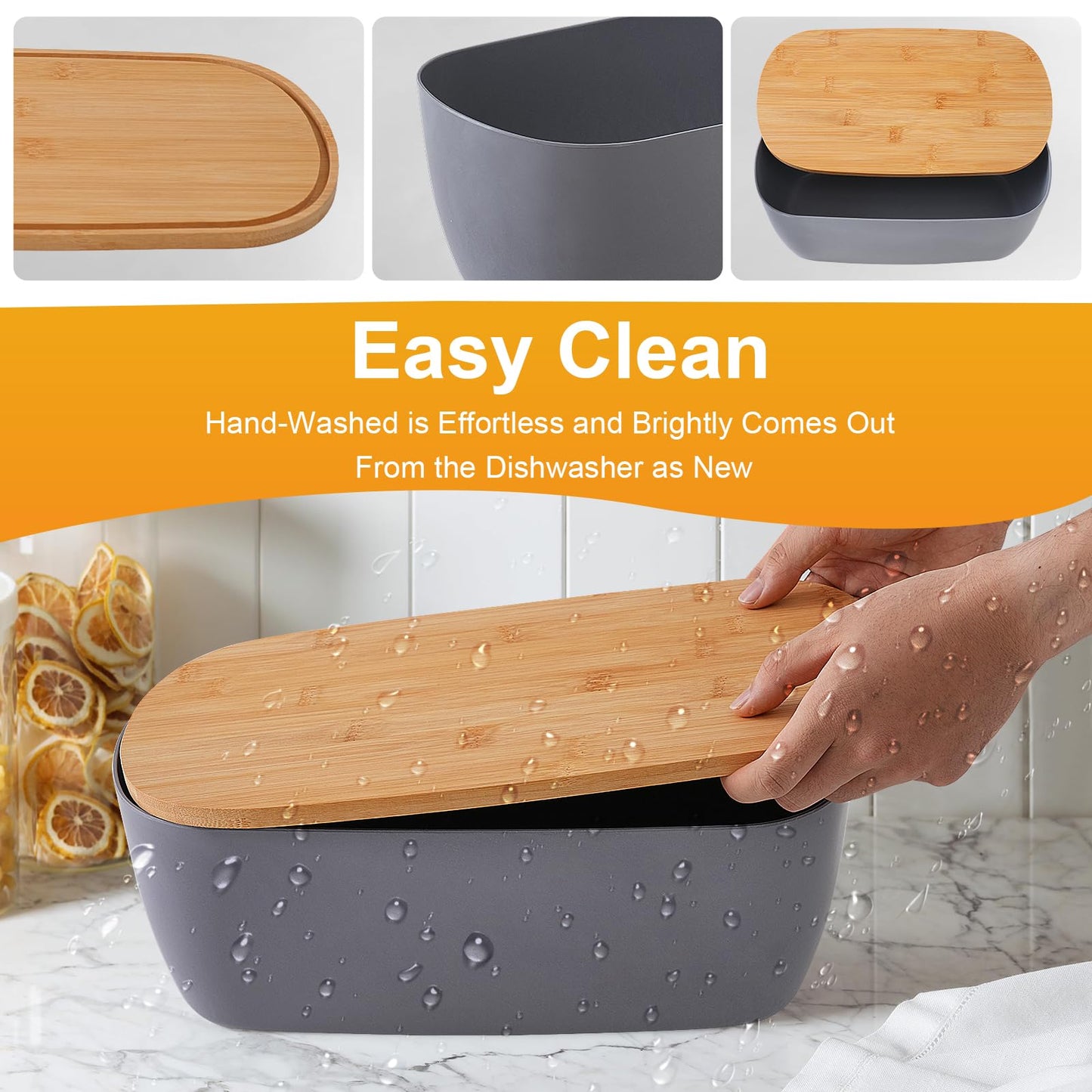 Nomotruc Bread Box For Kitchen Countertop,Bread Box with Cutting Board Lid Made with Bamboo Fiber,Bread Container Holder Keeper Keep Fresh I14.4x8.3x5.6 in……