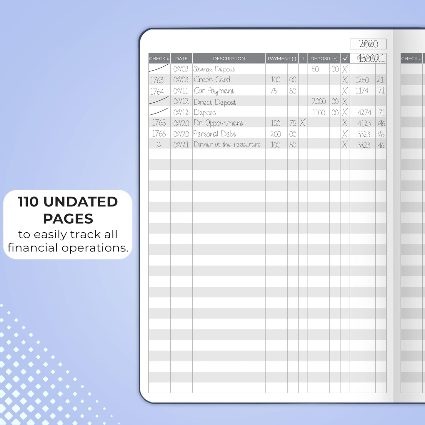 Clever Fox Check Register Book - Deluxe Transaction Register, Accounting Ledger Book, Checkbook Register & Checking Account Register Book for Personal and Work Use, A5 Hardcover - Dark Blue