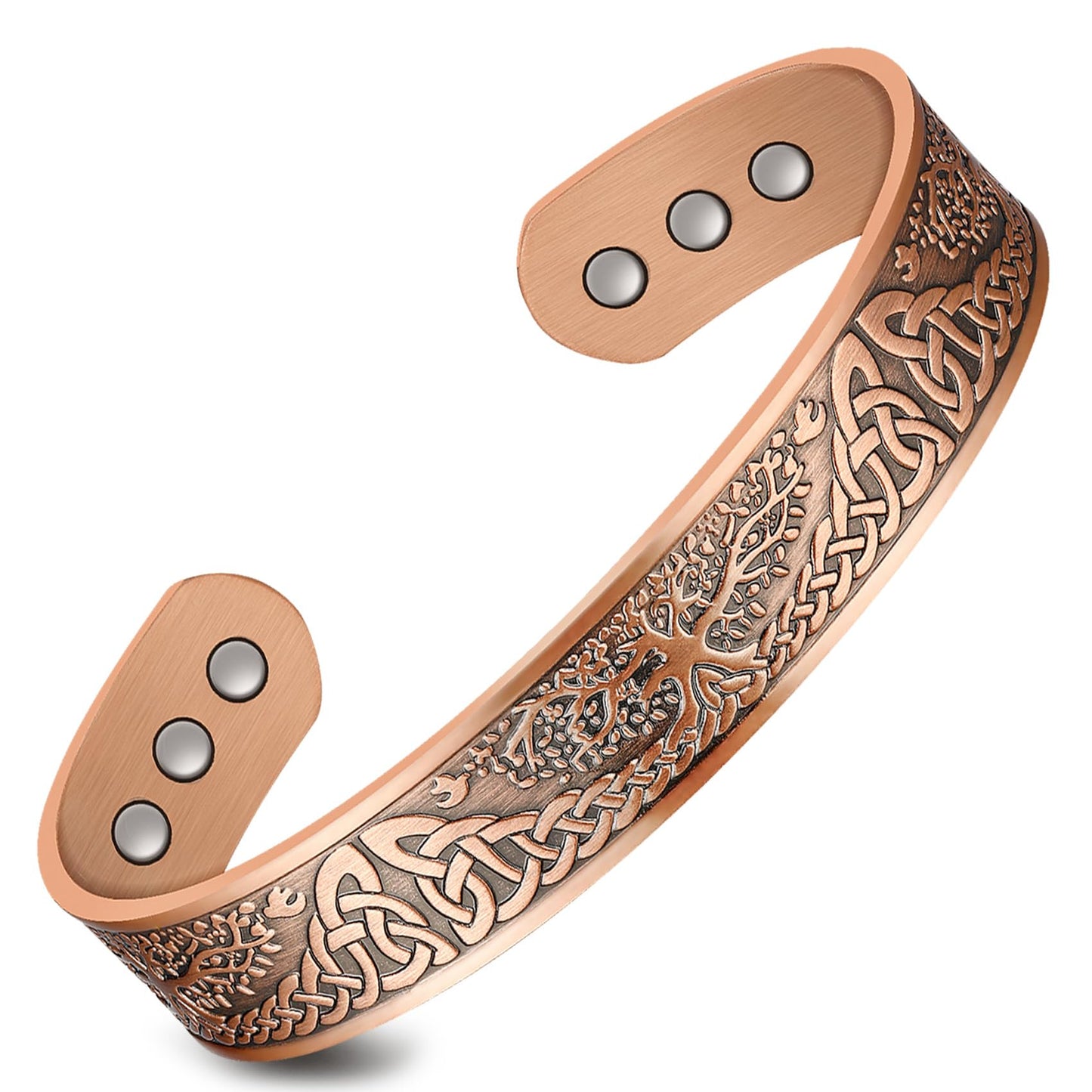 Feraco Copper Magnetic Bracelets for Men Women with Strong Magnets, Tree of Life Pattern, 99.99% Pure Solid Copper Cuff Bangle, Jewelry Gift
