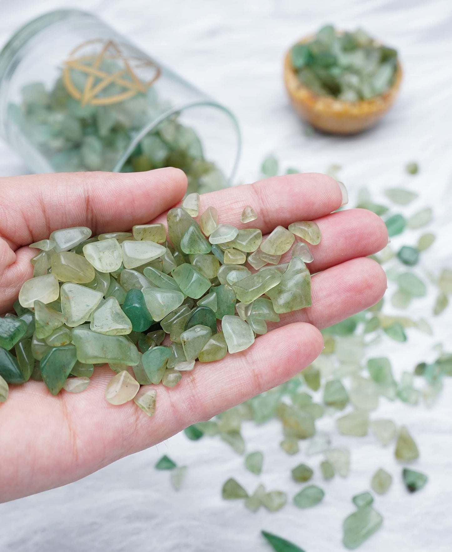 ZAICUS Green Jade Crystal Chips Bulk Gemstone Valentine Gift, Healing Crystal Natural Irregular Shaped Crushed Stone Reik Healing Tumbled Chips Crystal Chips for Witchcraft & 1 Lb"