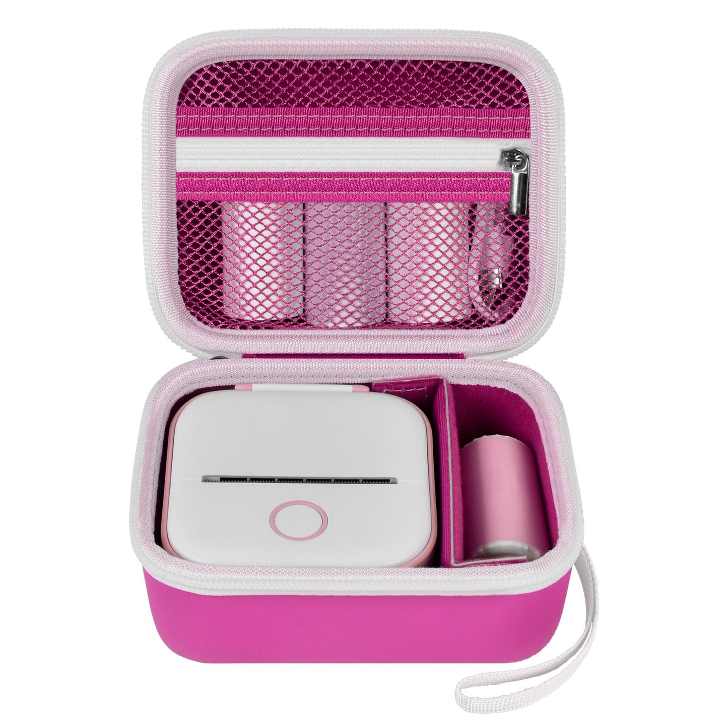 ANKHOH Label Maker Case for Memoking T02/ for Phomemo M02/ M02S/ M02 Pro/ Q30S/ for Ponek Mini Pocket Printer, Portable Sticker Printer Storage Holder Organizer Bag Paper&USB Cables, Box Only (Rose)